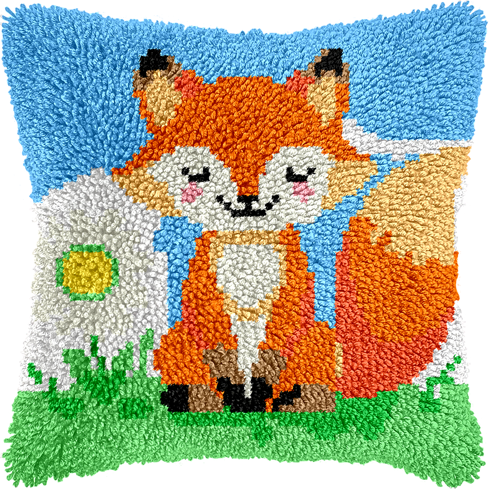 Latch Hook - Throw Pillow Cover Kit - FOX