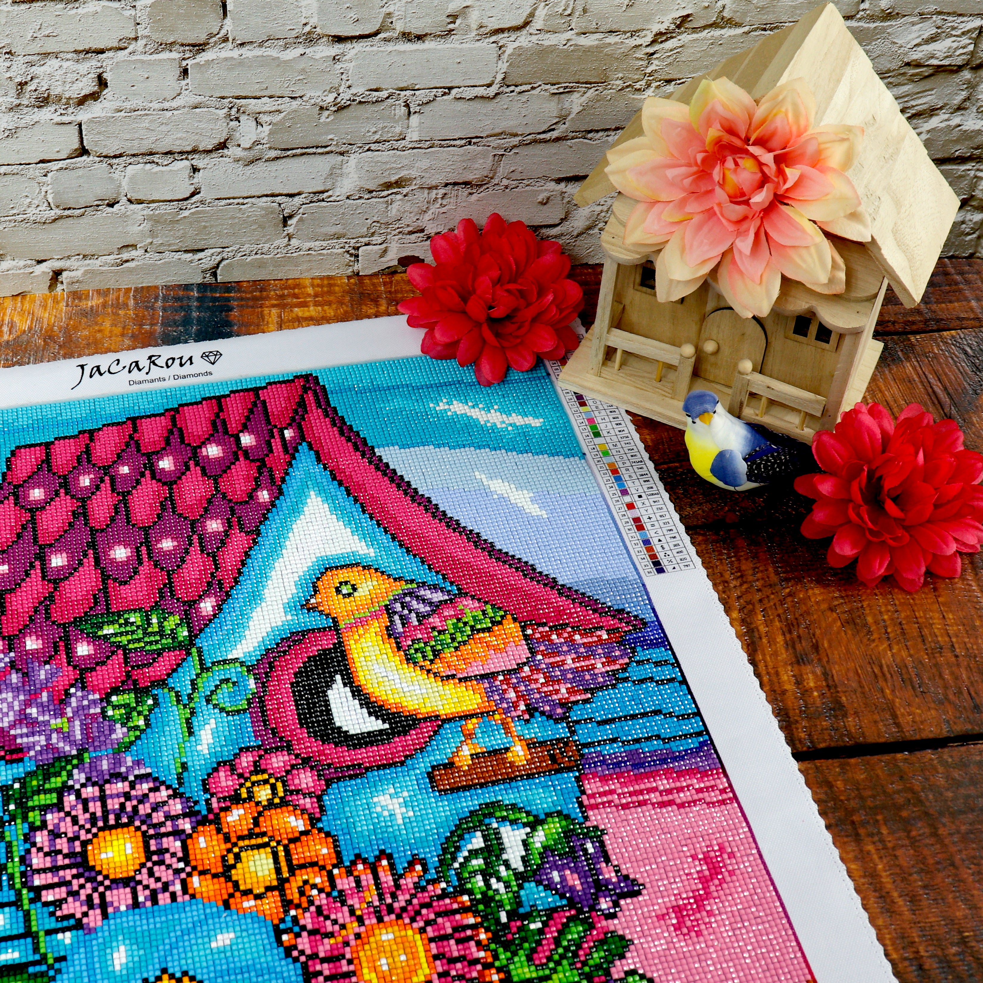 Broderie de diamant CARRÉS - LE PETIT OISEAU DE TOUTES LES COULEURS