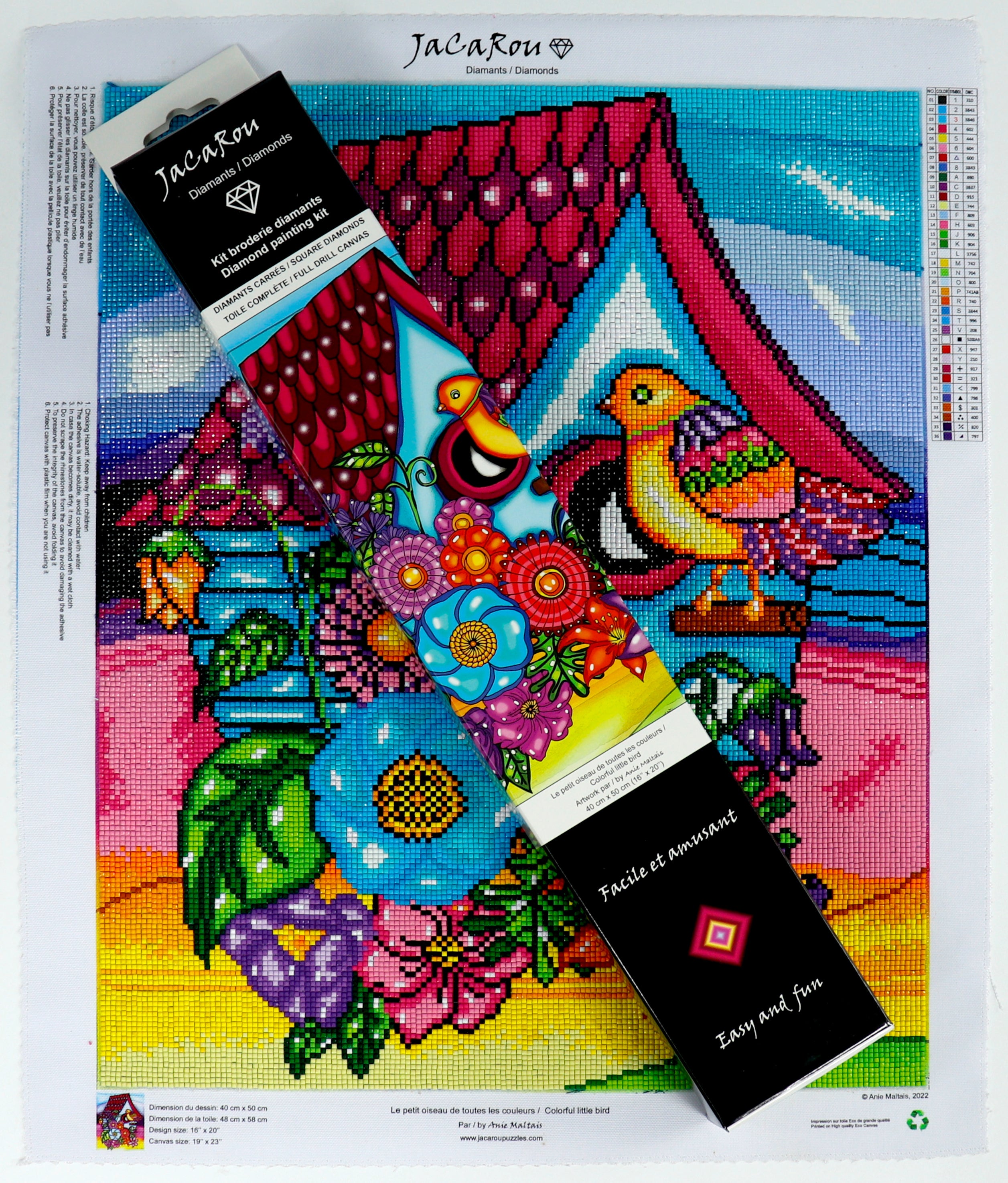 Broderie de diamant CARRÉS - LE PETIT OISEAU DE TOUTES LES COULEURS