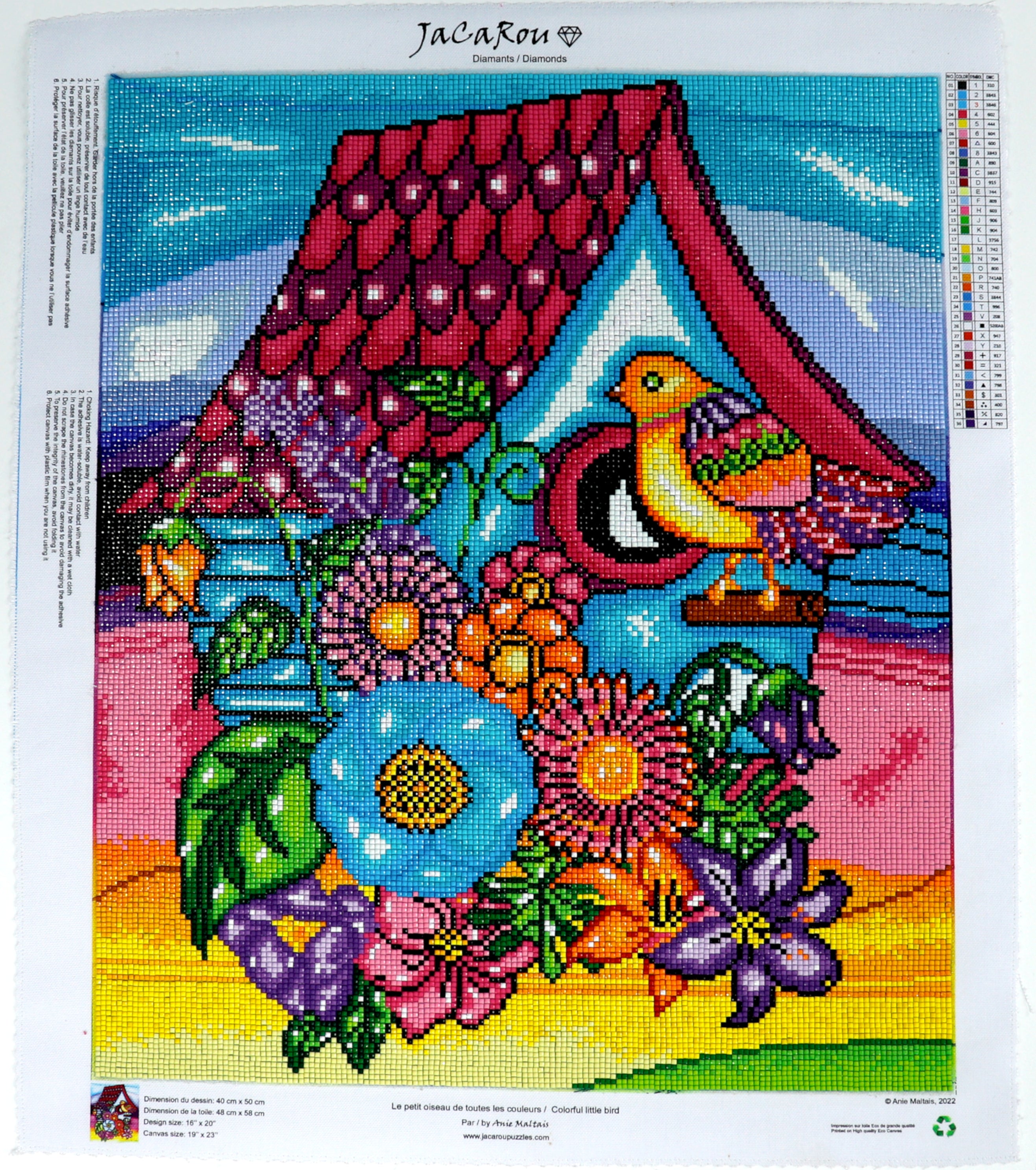 Broderie de diamant CARRÉS - LE PETIT OISEAU DE TOUTES LES COULEURS