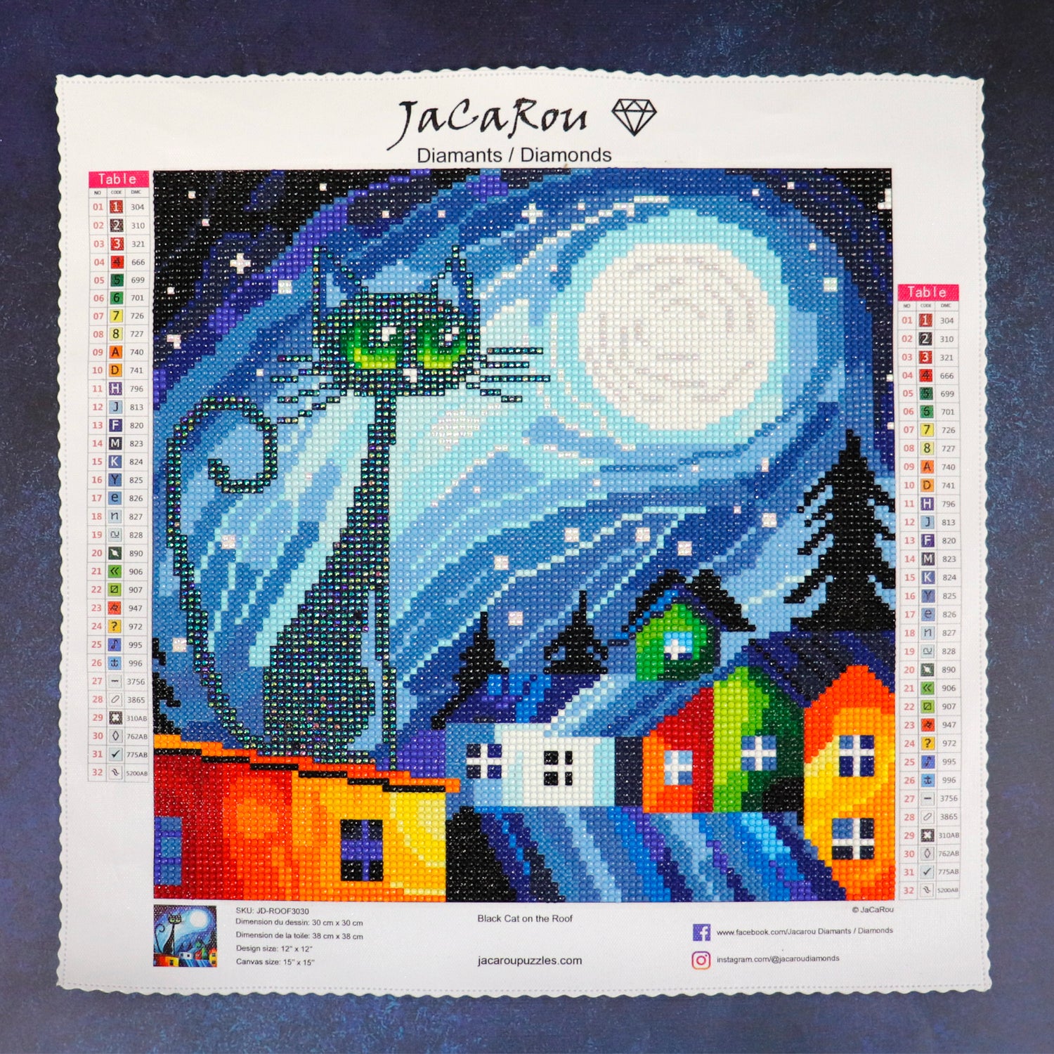 Broderie de diamant RONDS - BLACK CAT ON THE ROOF