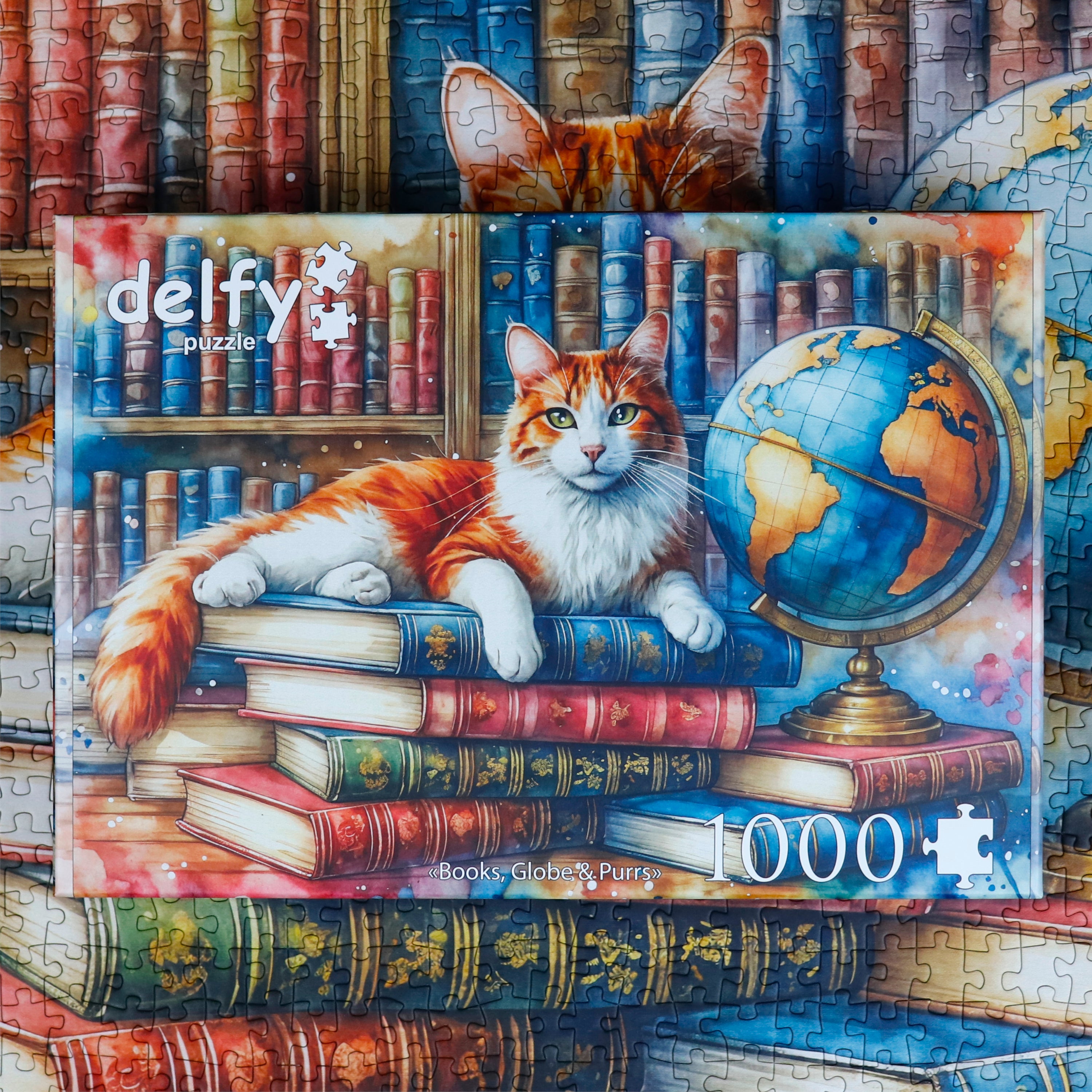 Puzzle - BOOKS, GLOBE & PURRS