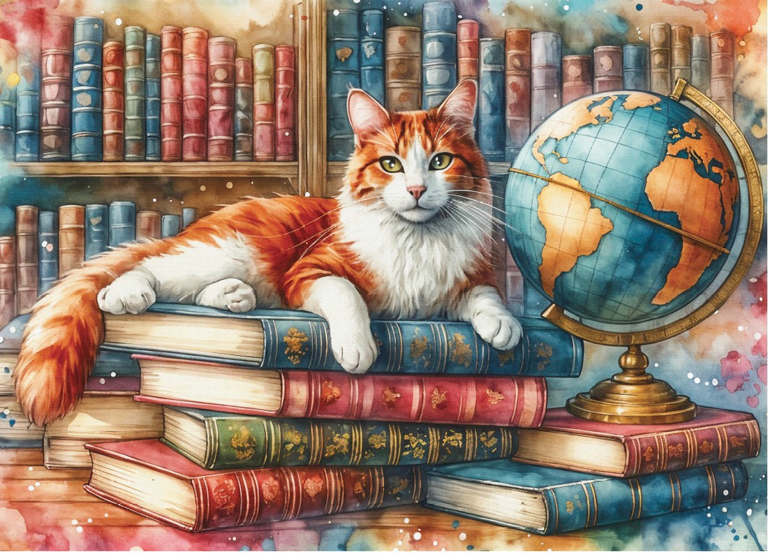Puzzle - BOOKS, GLOBE & PURRS