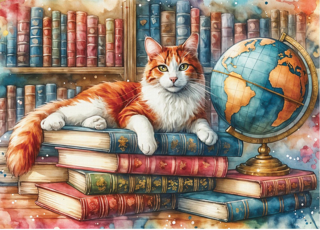 Puzzle - BOOKS, GLOBE & PURRS