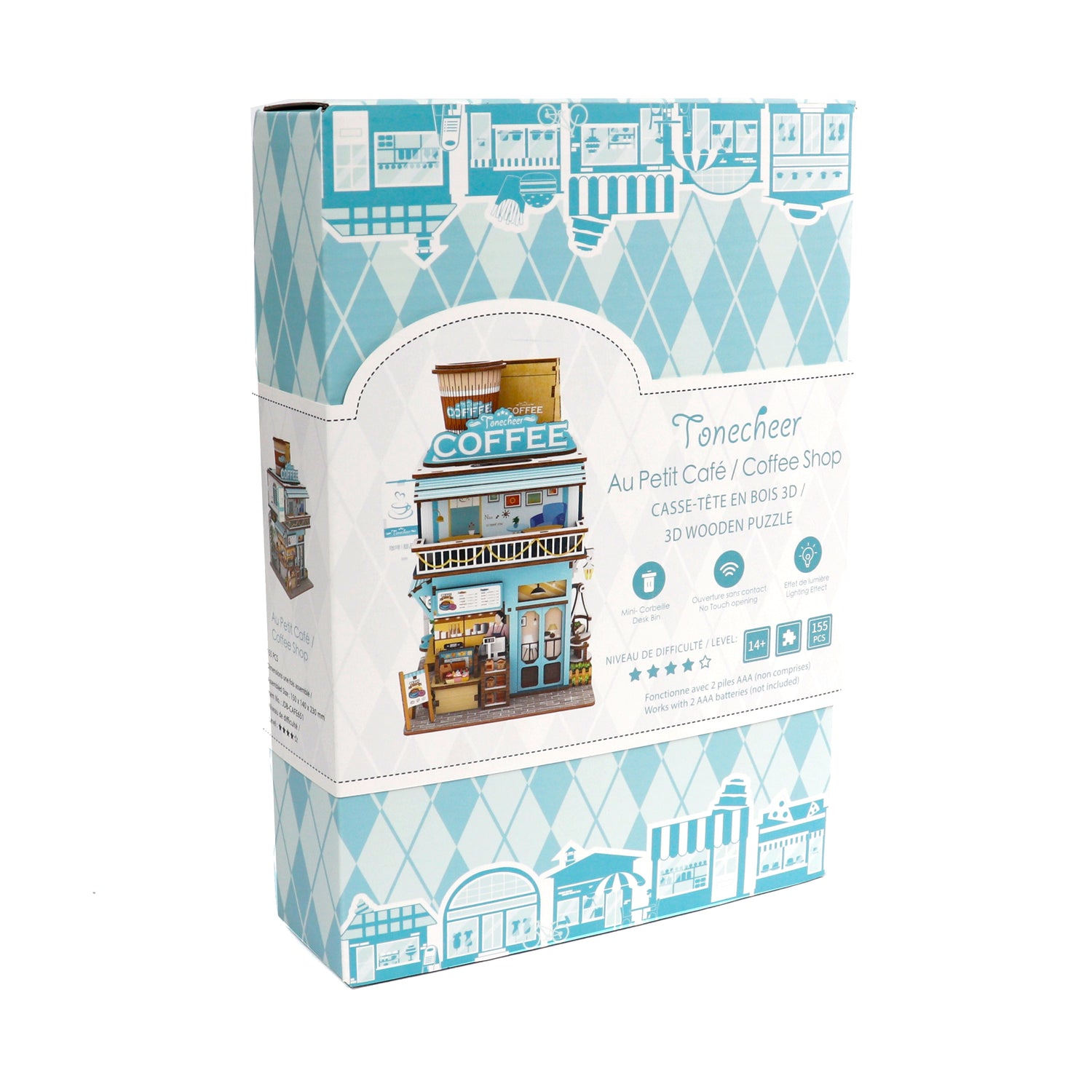 Mini - desk bin DIY wooden puzzle - COFFEE SHOP