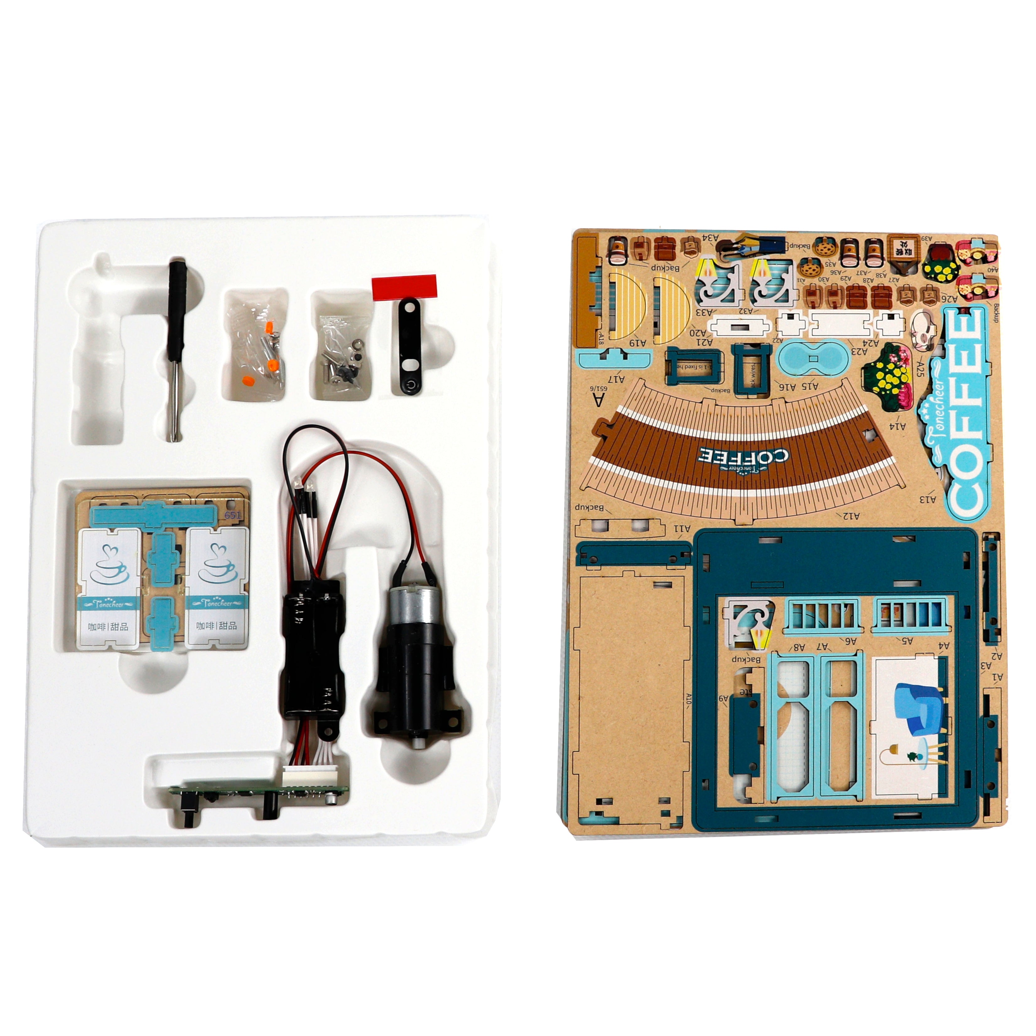 Mini - desk bin DIY wooden puzzle - COFFEE SHOP