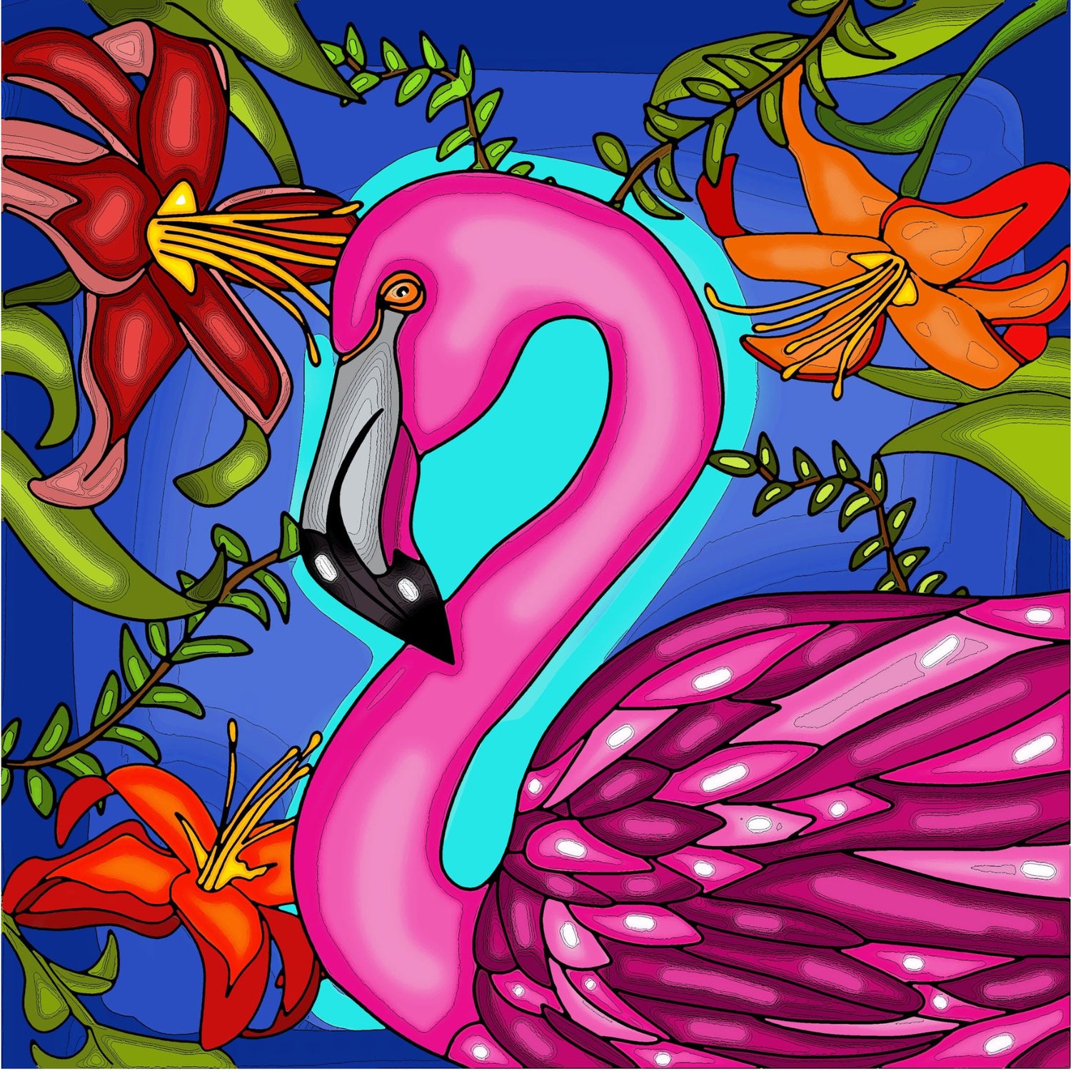 Broderie de diamants RONDS - FLAMINGO