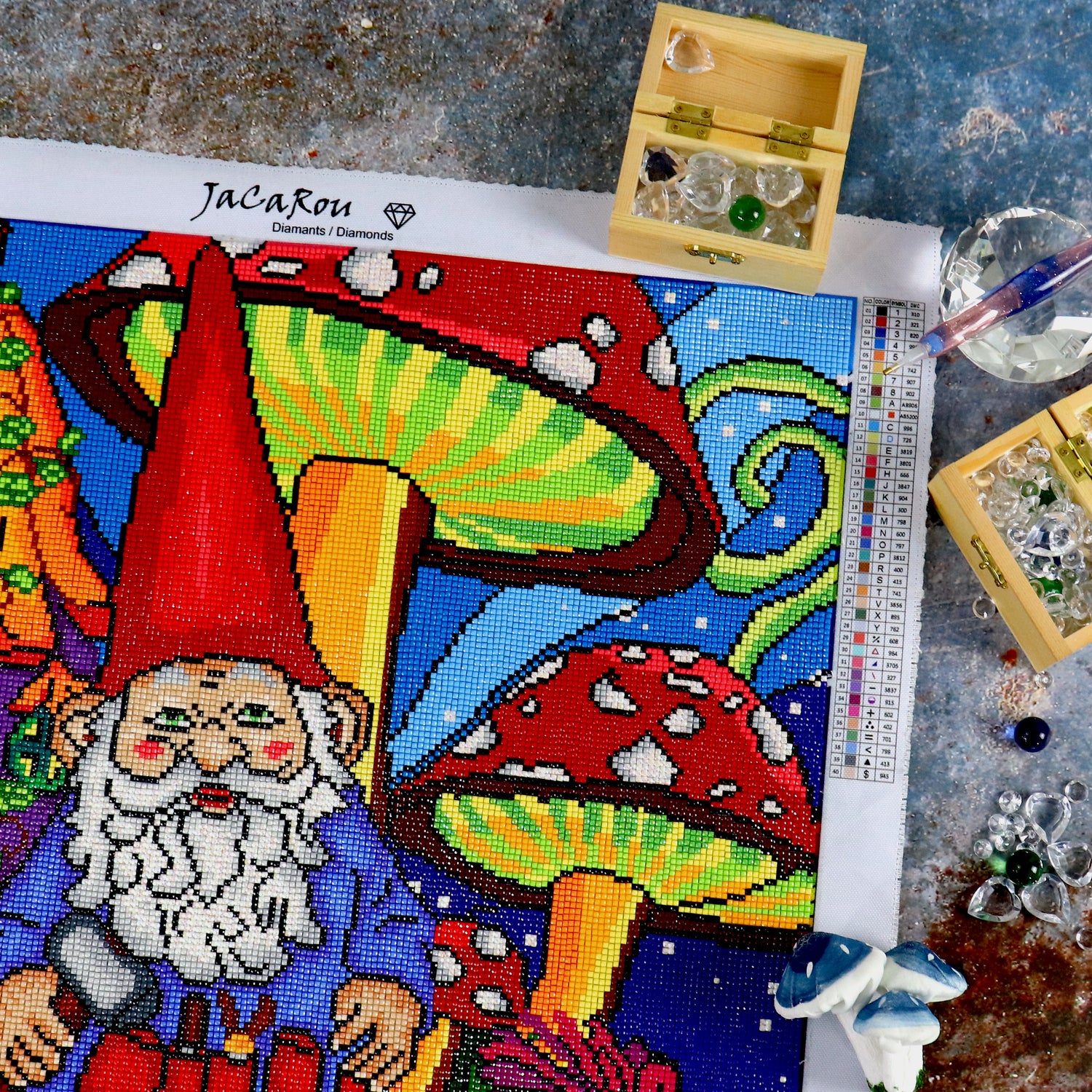 Broderie de diamant CARRÉS - GNOME DE JARDIN