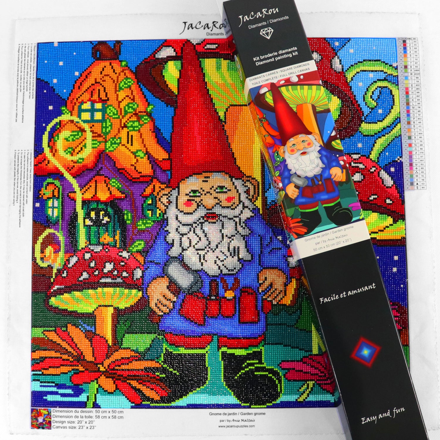 Broderie de diamant CARRÉS - GNOME DE JARDIN