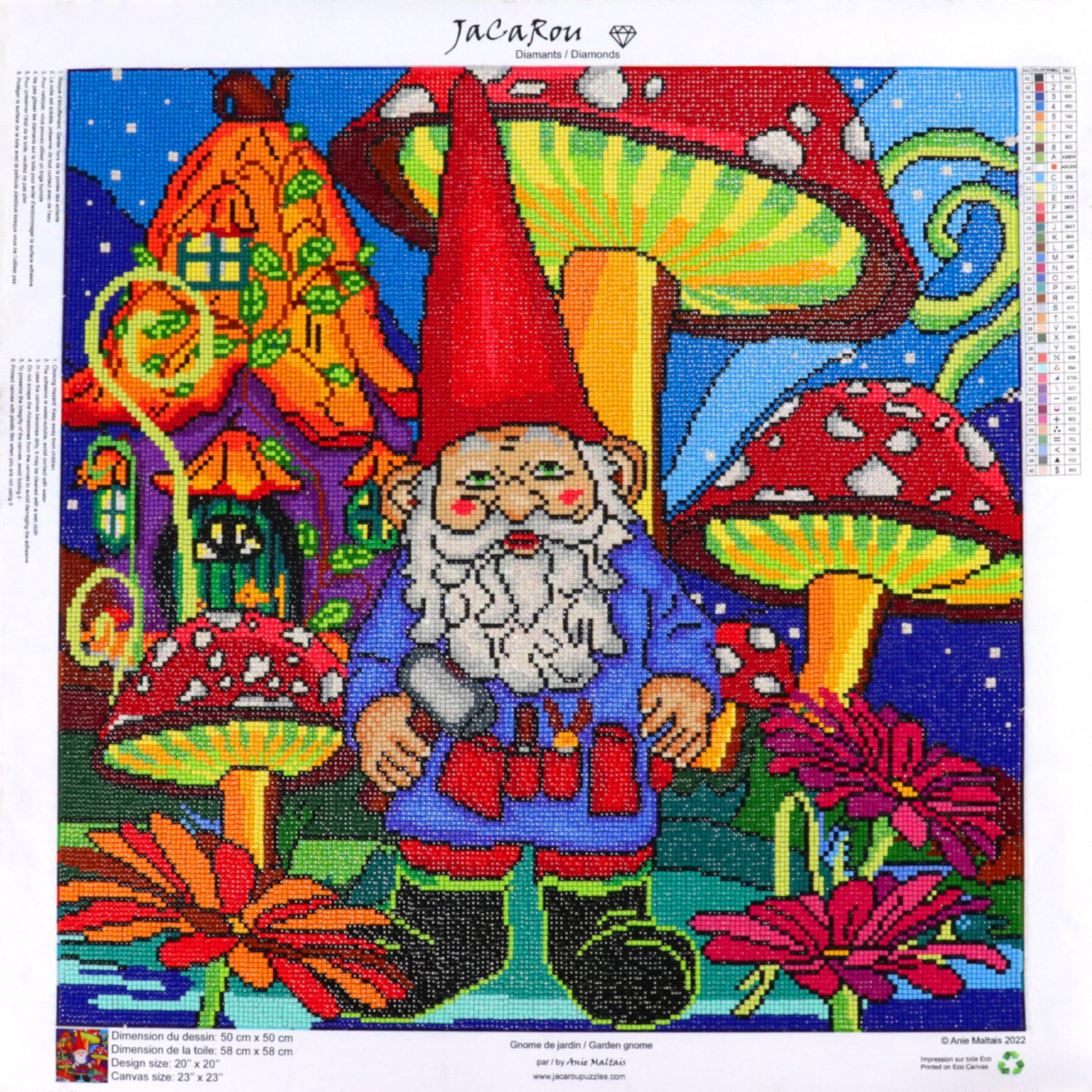 Broderie de diamant CARRÉS - GNOME DE JARDIN