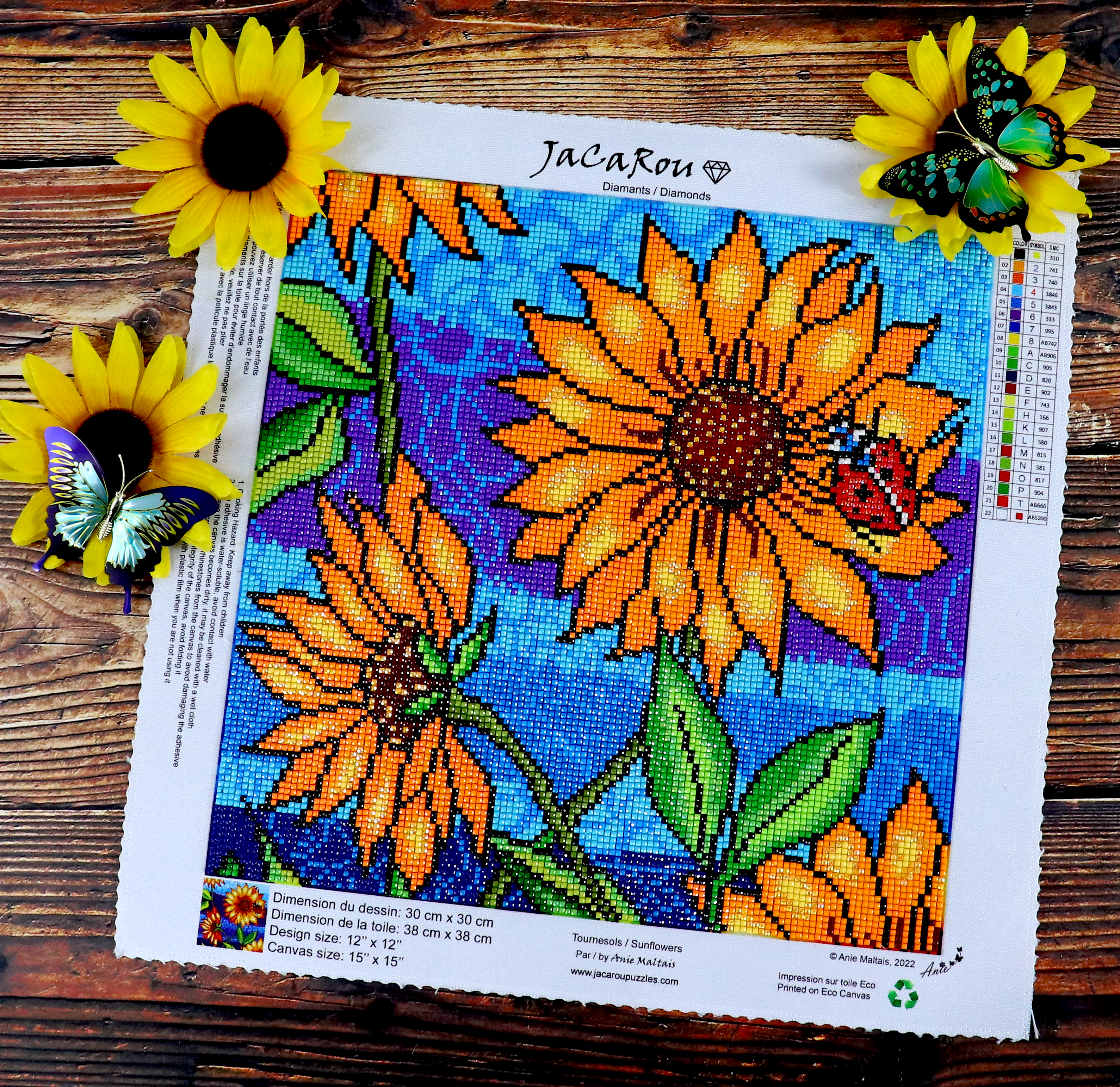 Broderie de diamant CARRÉS - TOURNESOLS