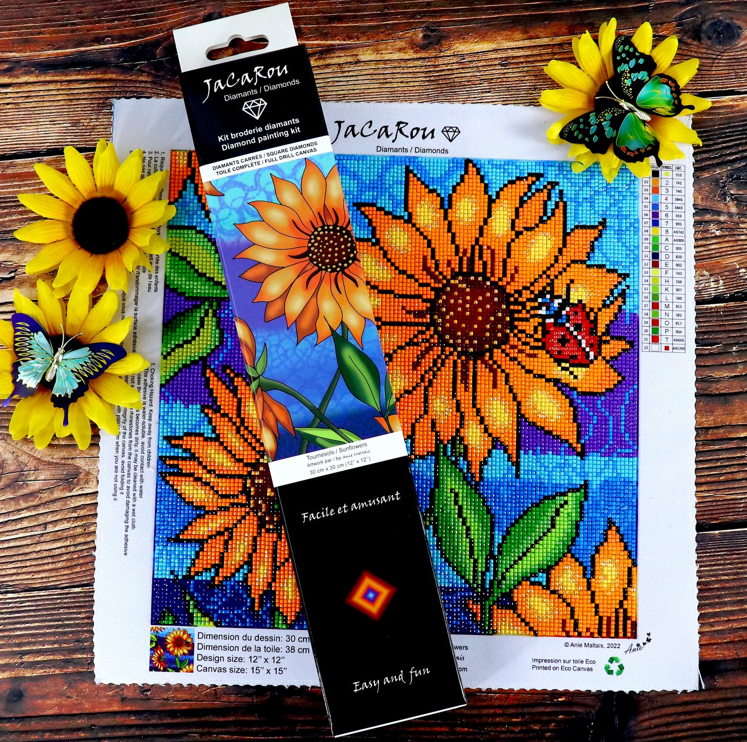 Broderie de diamant CARRÉS - TOURNESOLS