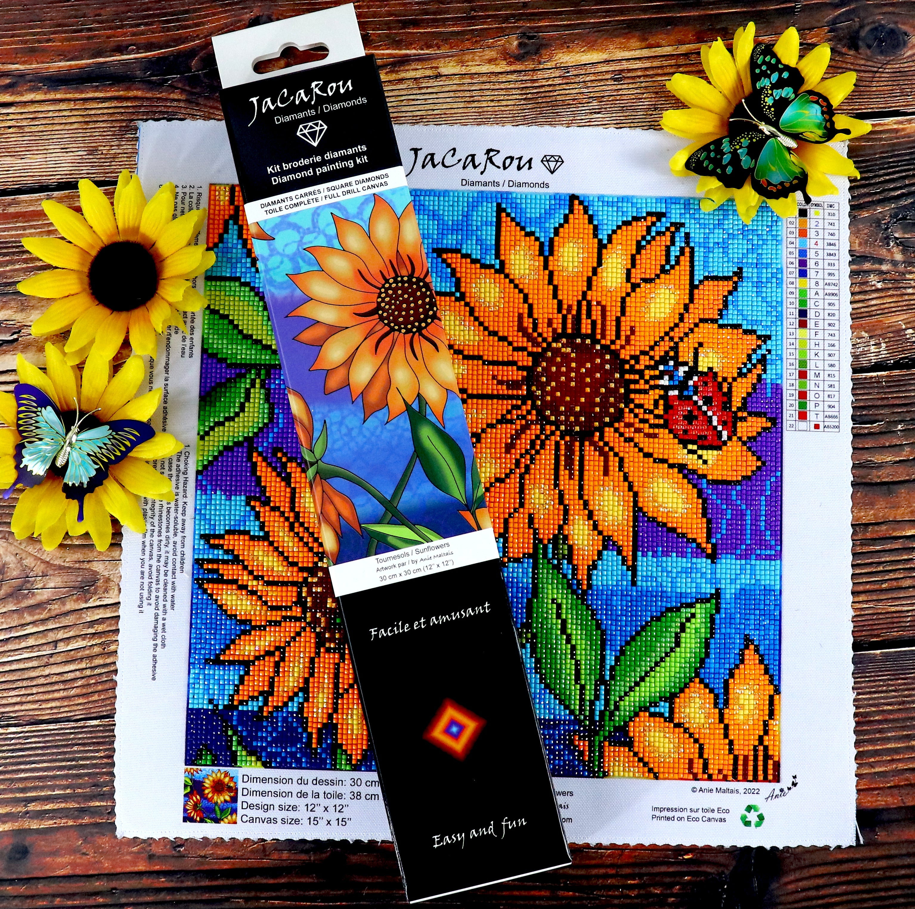 Broderie de diamant CARRÉS - TOURNESOLS