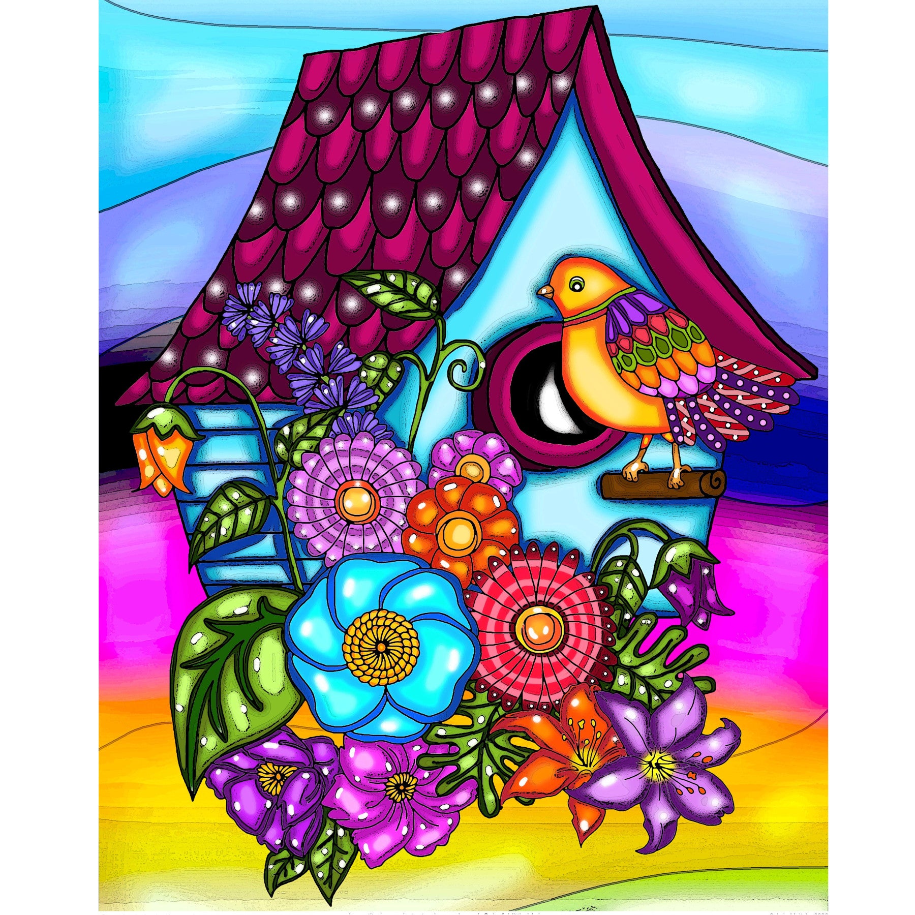 Broderie de diamant CARRÉS - LE PETIT OISEAU DE TOUTES LES COULEURS