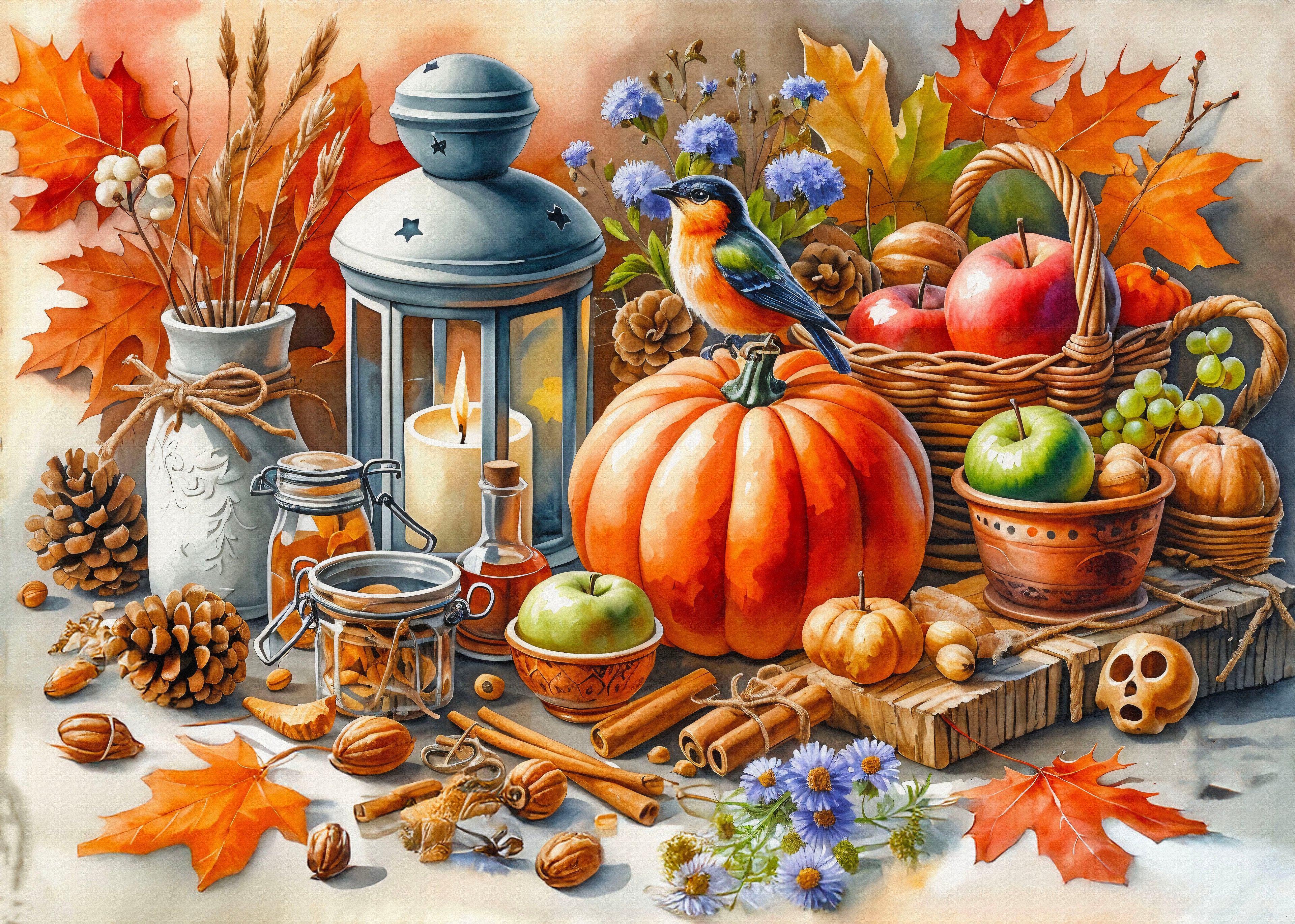 Broderie de diamants RONDS - RUSTIC AUTUMN ARRANGEMENT