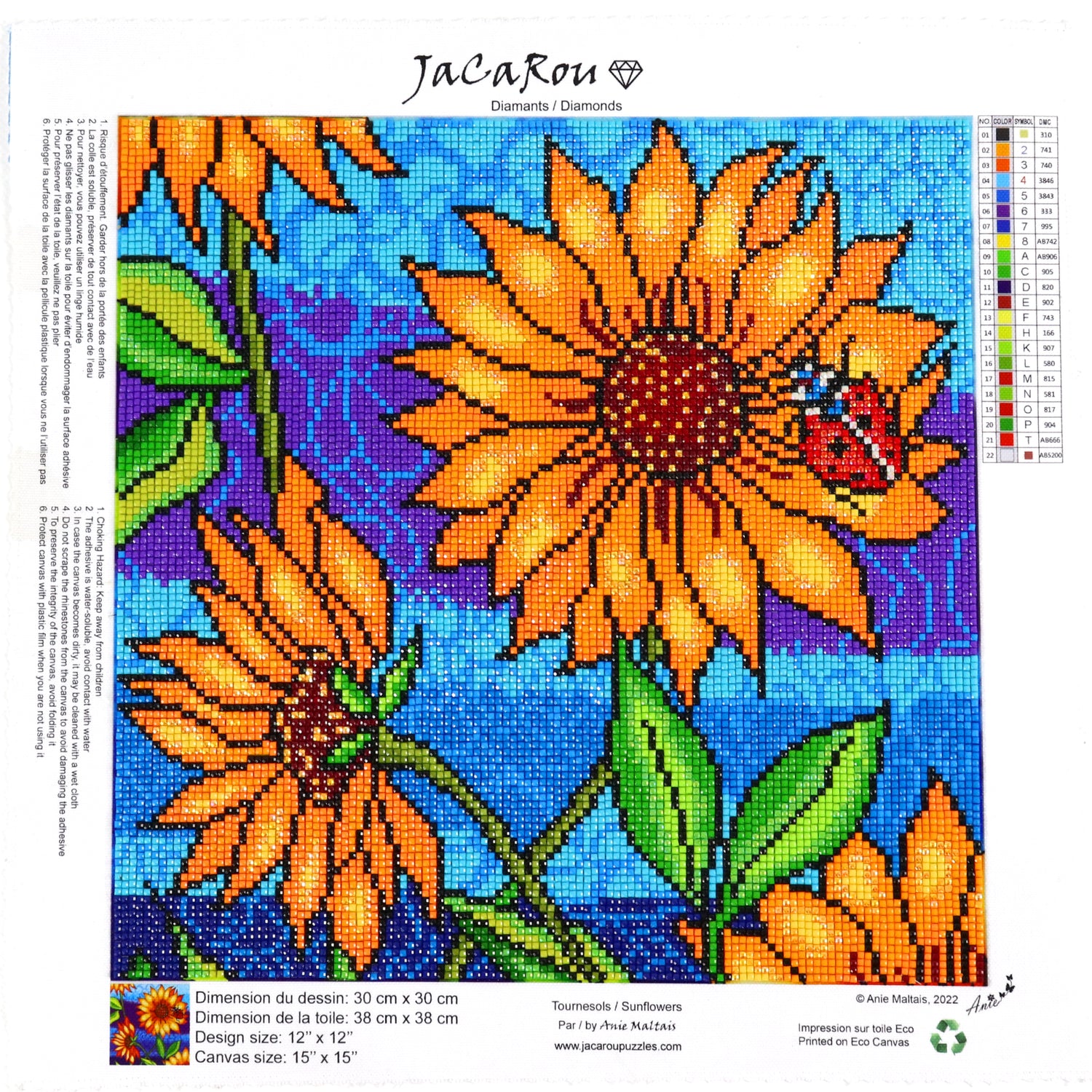 Broderie de diamant CARRÉS - TOURNESOLS