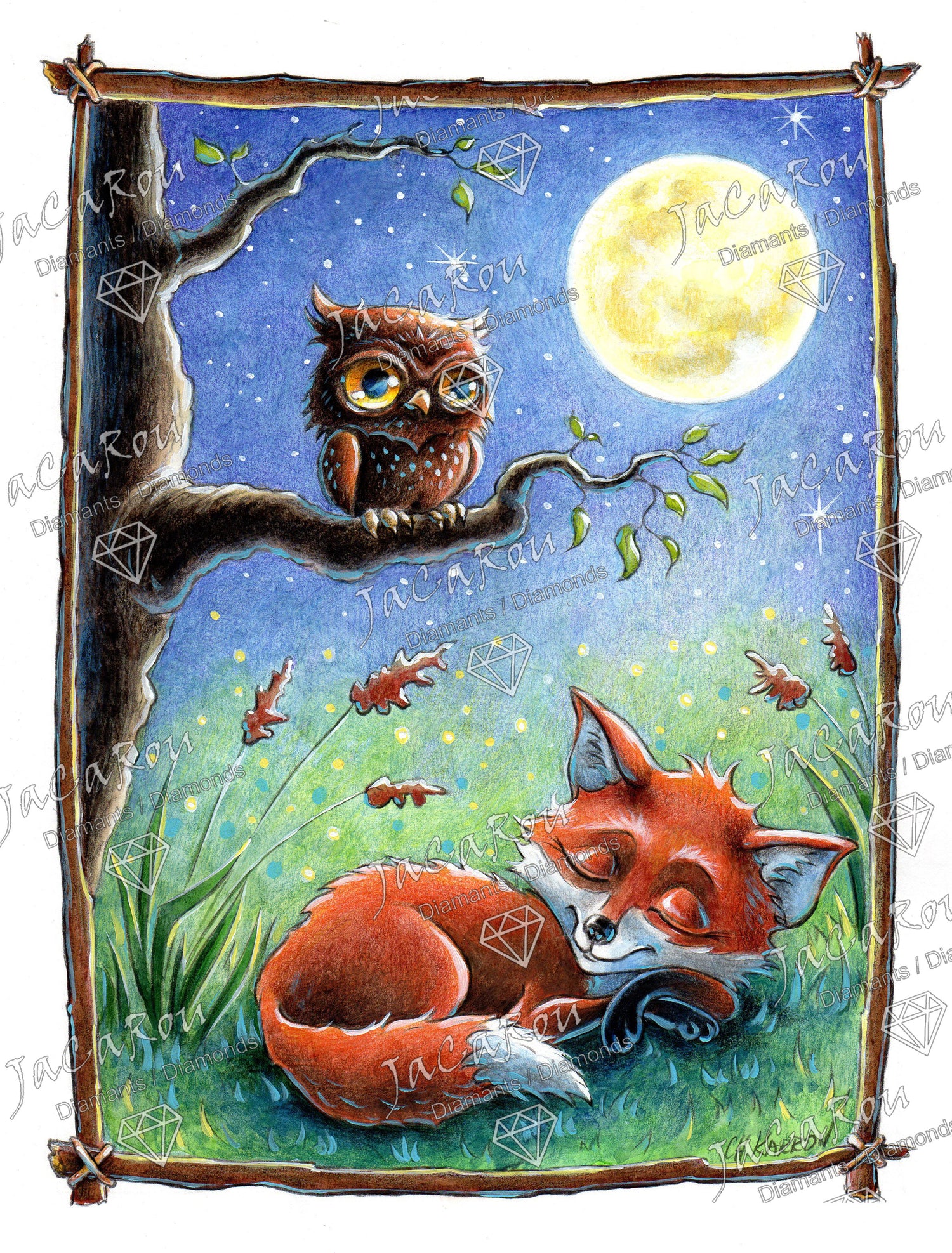 Broderie de diamants CARRÉS (Résine) - SLEEPY FOX