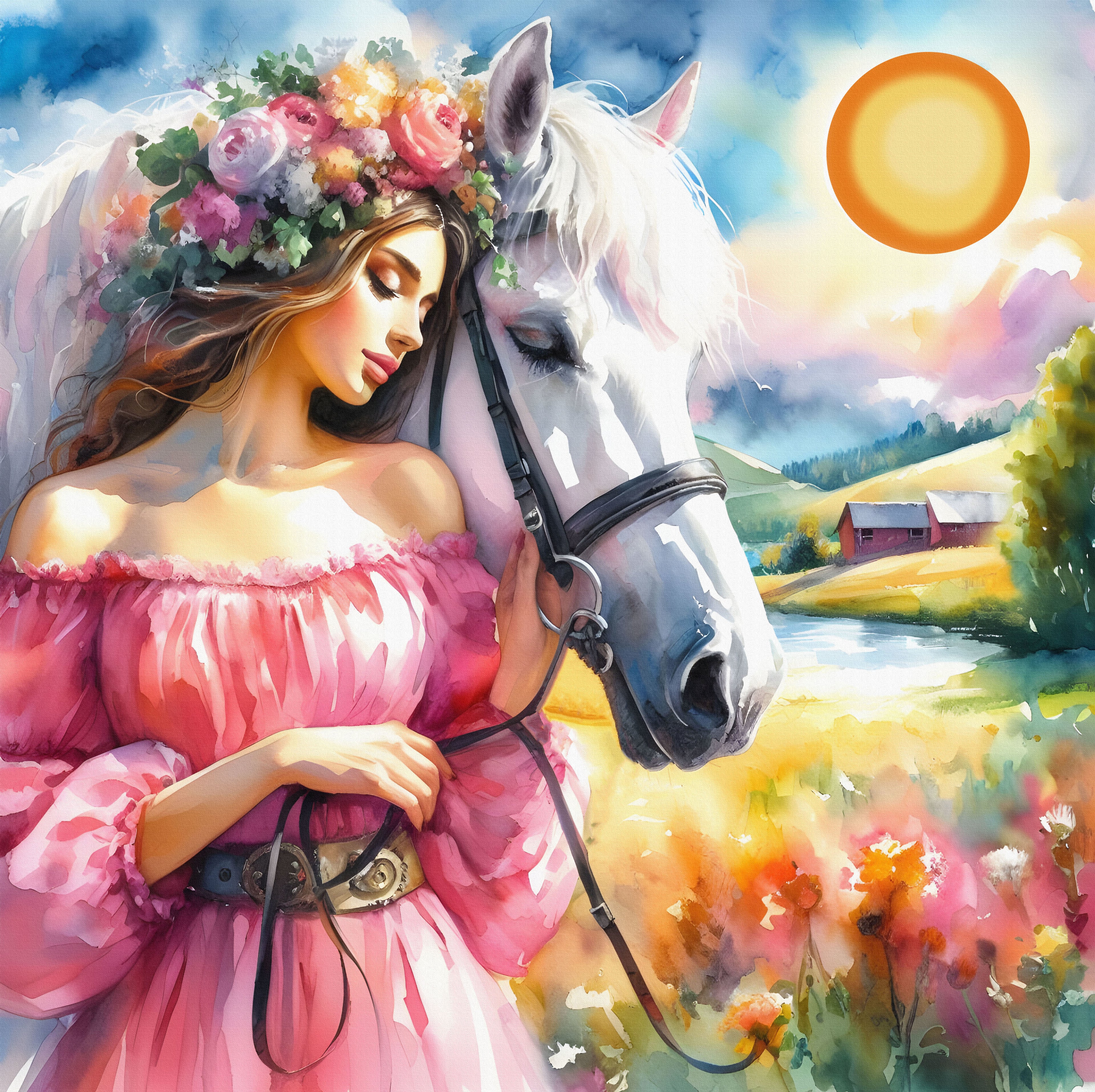 Broderie de diamants RONDS - WOMAN AND HORSE