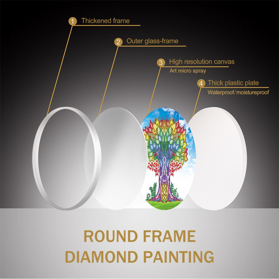 Diamond Painting kit with round frame - CRYSTAL FOX