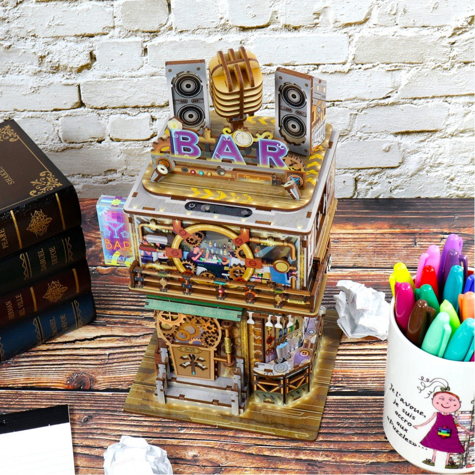 Mini-Desk Bin DIY wooden puzzle - BAR PUNK
