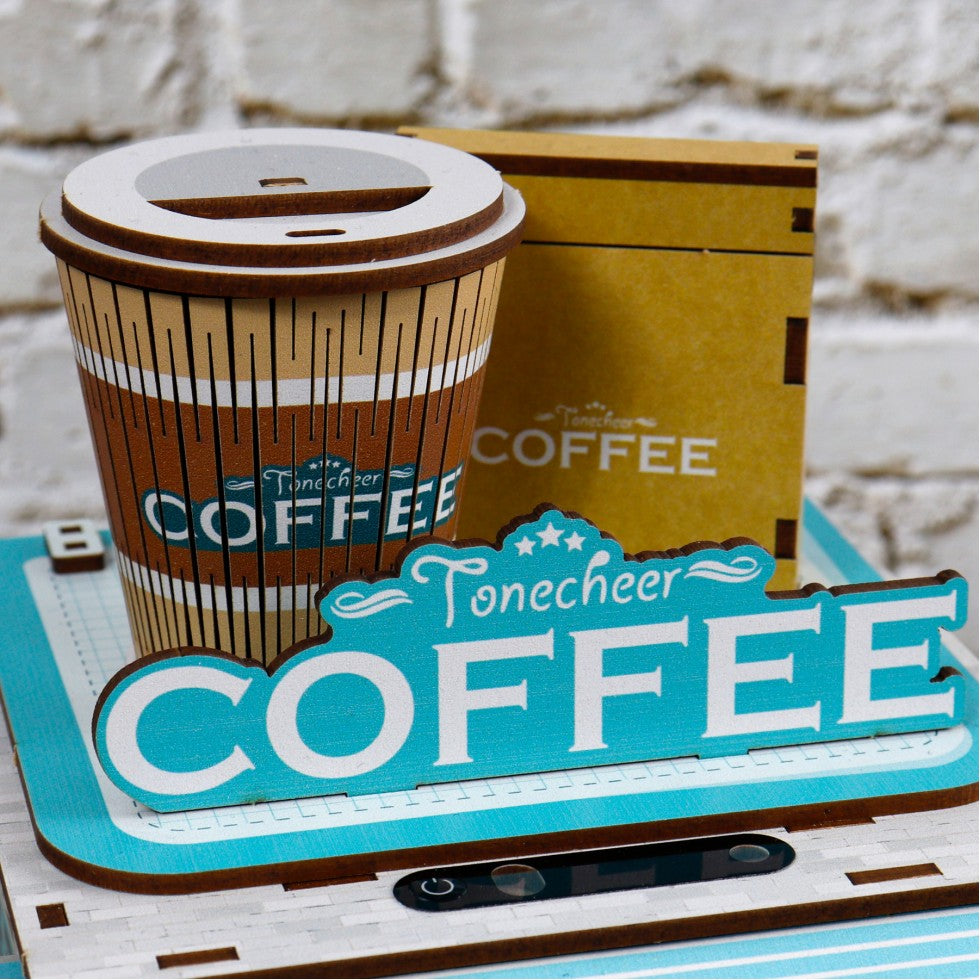Mini - desk bin DIY wooden puzzle - COFFEE SHOP