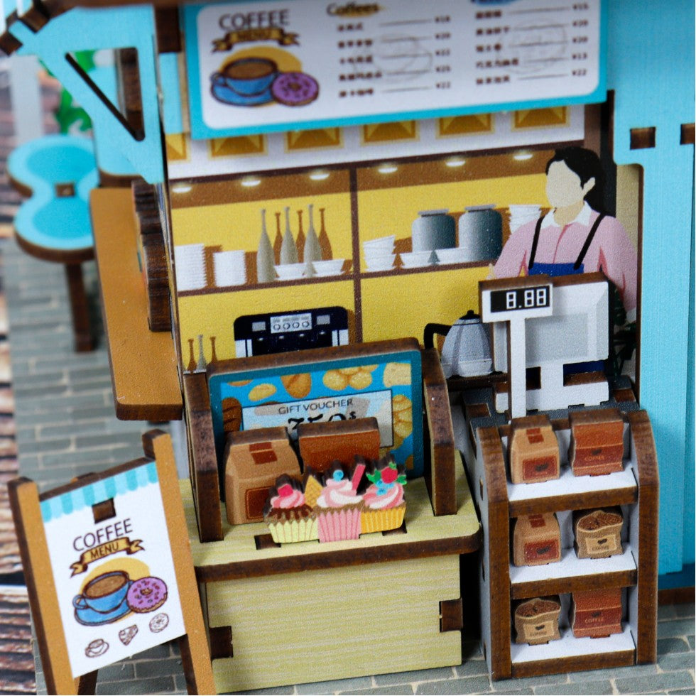 Mini - desk bin DIY wooden puzzle - COFFEE SHOP