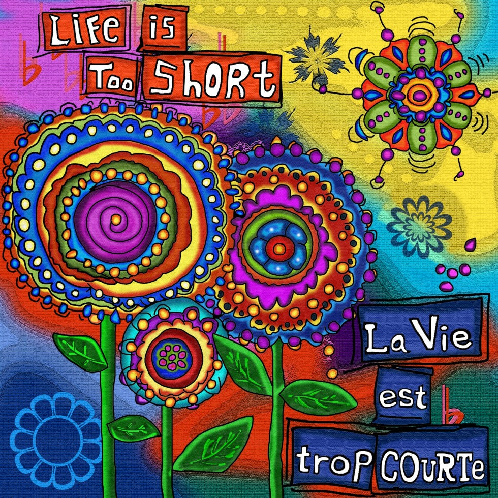 Broderie de diamants CARRÉS - LA VIE EST TROP COURTE