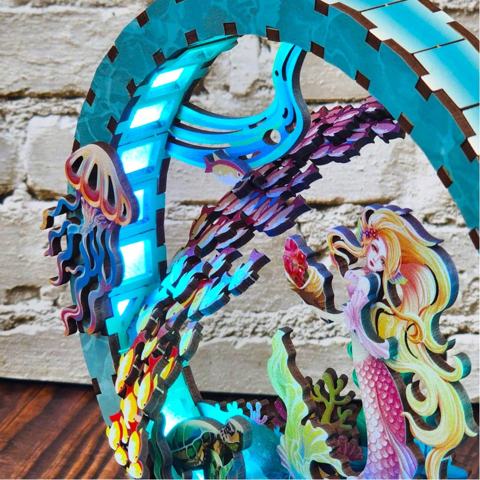 Wooden DIY LED lamp - MERMAID