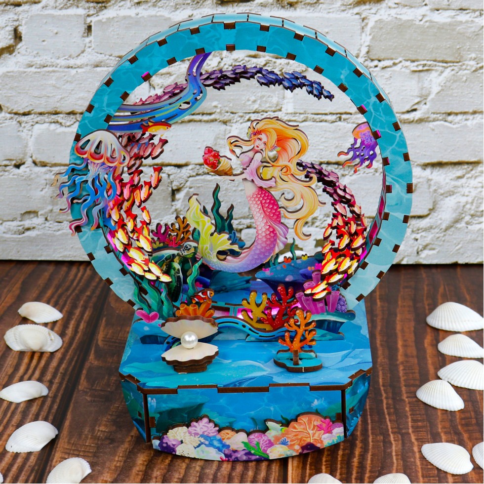 Wooden DIY LED lamp - MERMAID