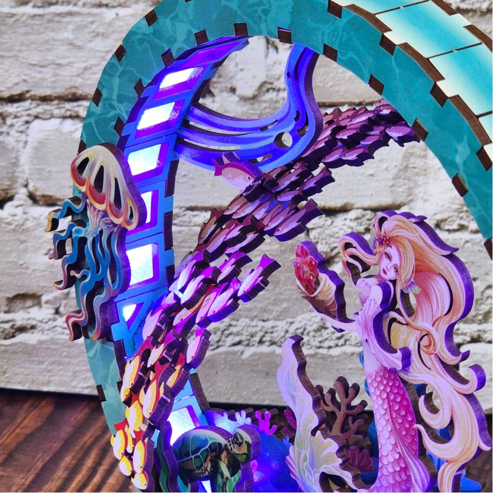 Wooden DIY LED lamp - MERMAID