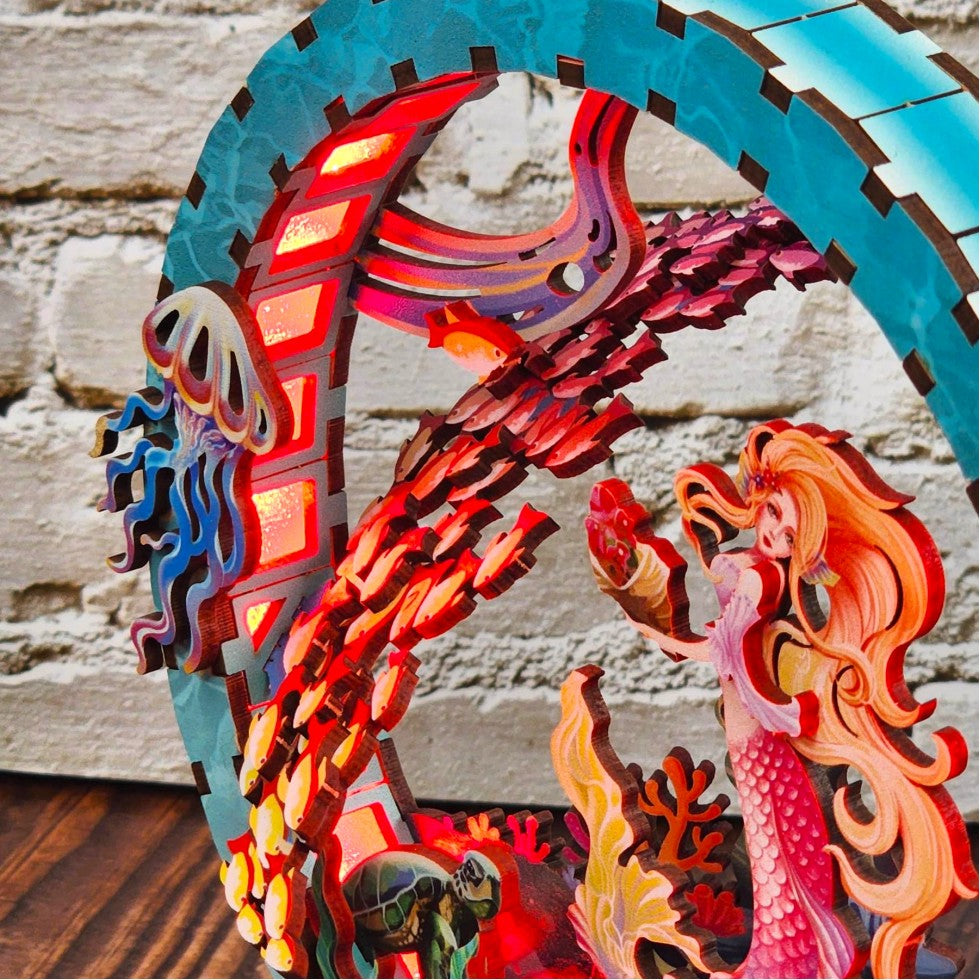 Wooden DIY LED lamp - MERMAID