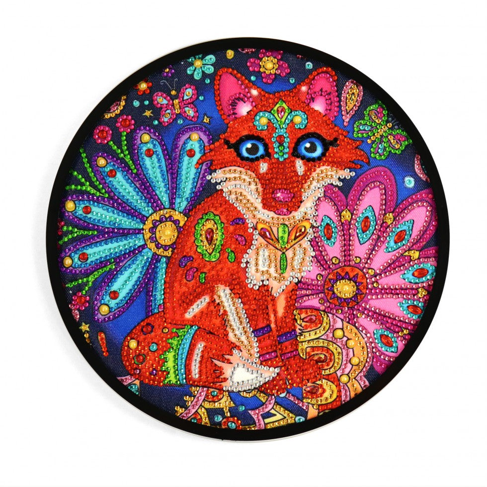 Diamond Painting kit with round frame - CRYSTAL FOX
