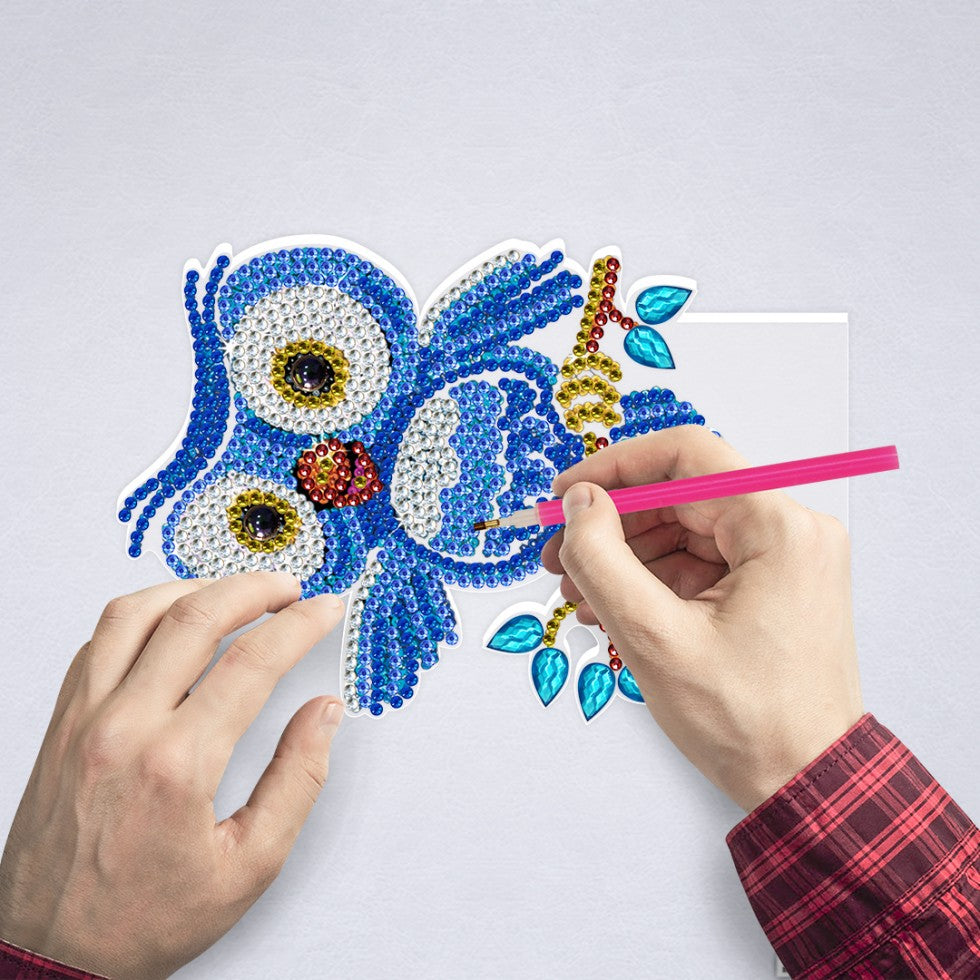 Kit de broderie pour veilleuse - HIBOU BLEU