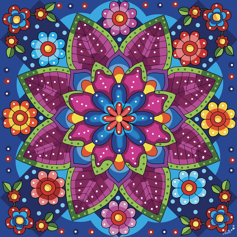 Broderie de diamants RONDS -  MANDALA FLEURI