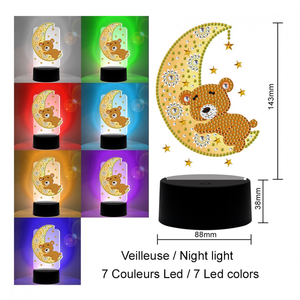 Kit de broderie pour veilleuse - OURSON LUNE