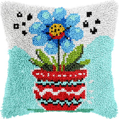 Points noués - Housse de coussin - POT DE FLEUR