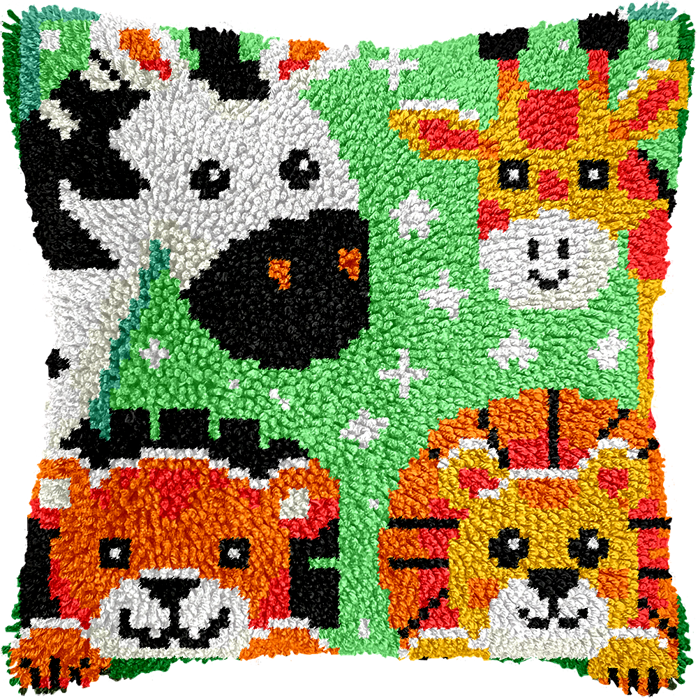Points noués - Housse de coussin - ANIMAUX DE LA JUNGLE