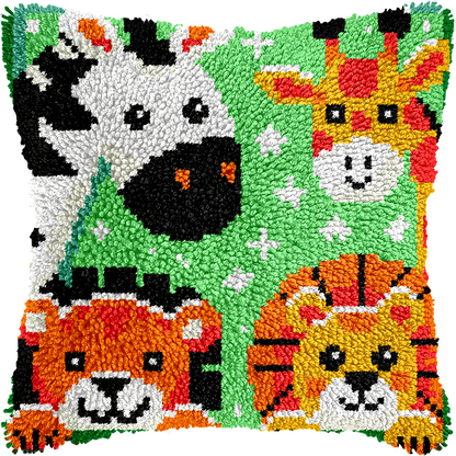 Points noués - Housse de coussin - ANIMAUX DE LA JUNGLE