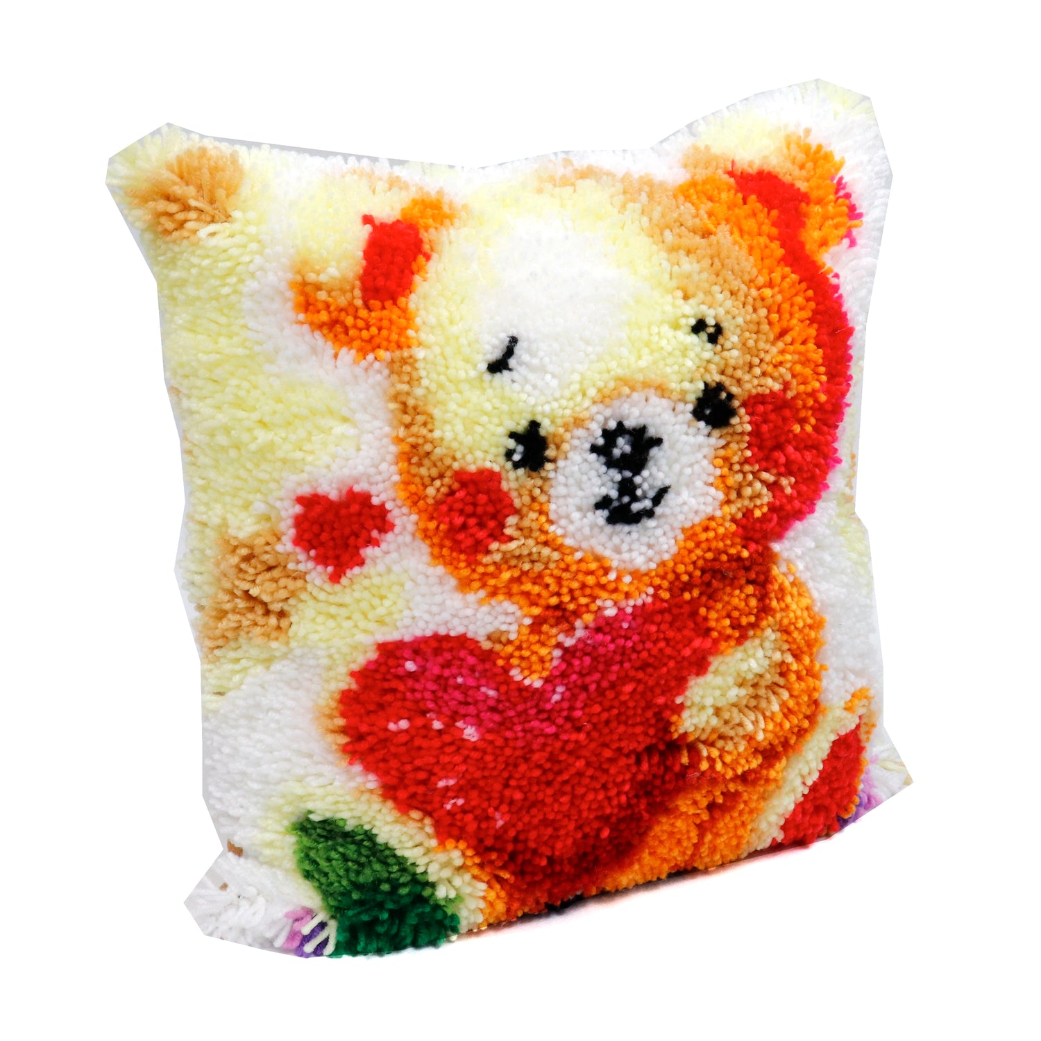 Latch Hook - Throw Pillow Cover Kit - TEDDY BEAR