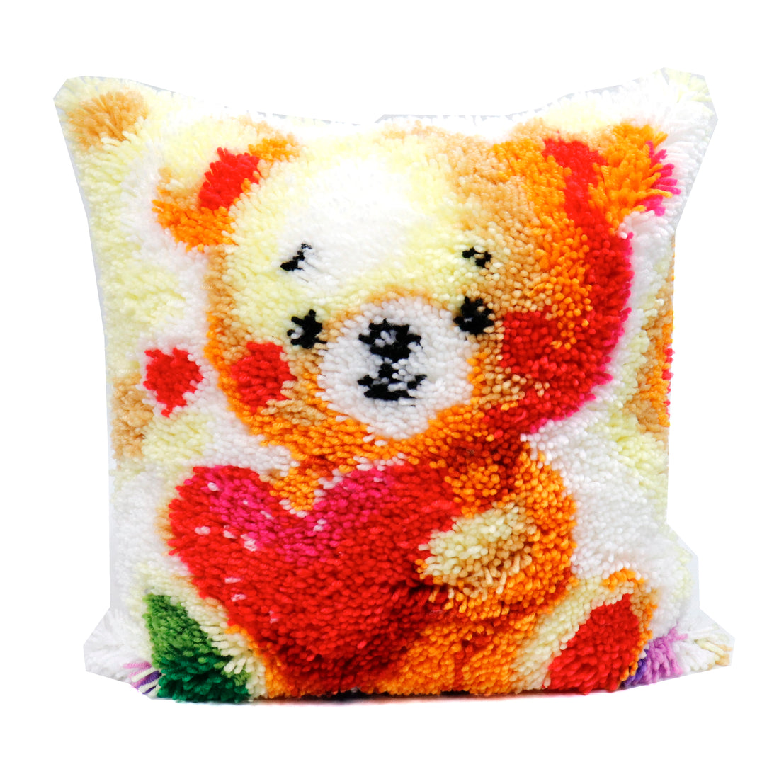 Latch Hook - Throw Pillow Cover Kit - TEDDY BEAR