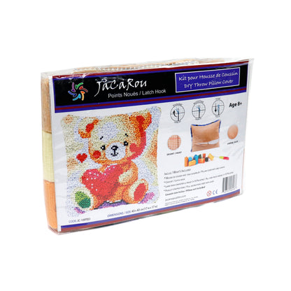 Latch Hook - Throw Pillow Cover Kit - TEDDY BEAR