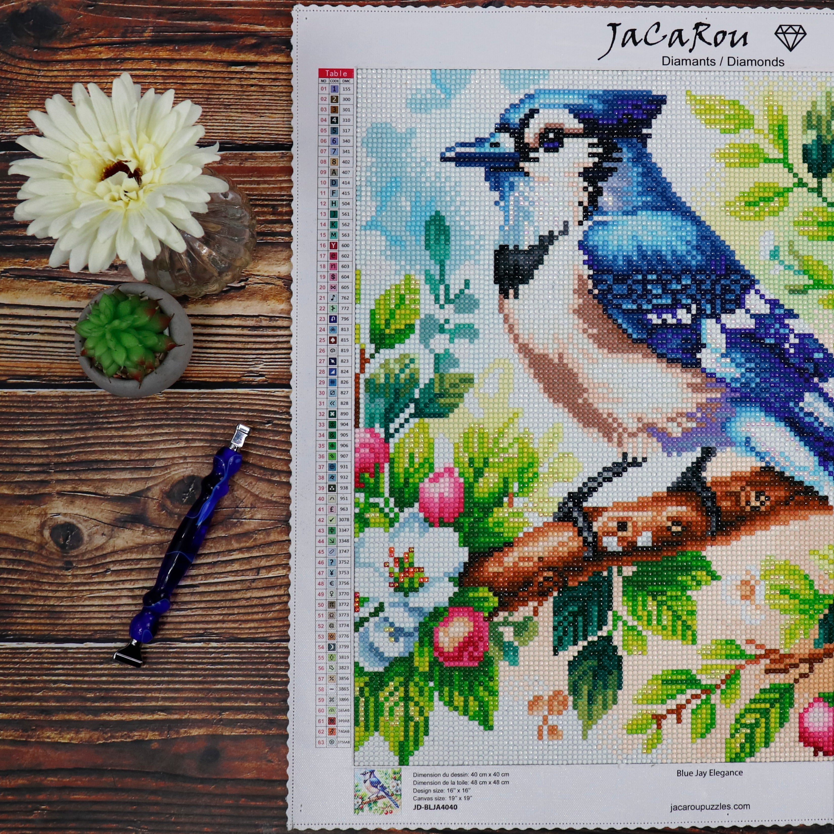 Diamond Painting -  BLUE JAY ELEGANCE