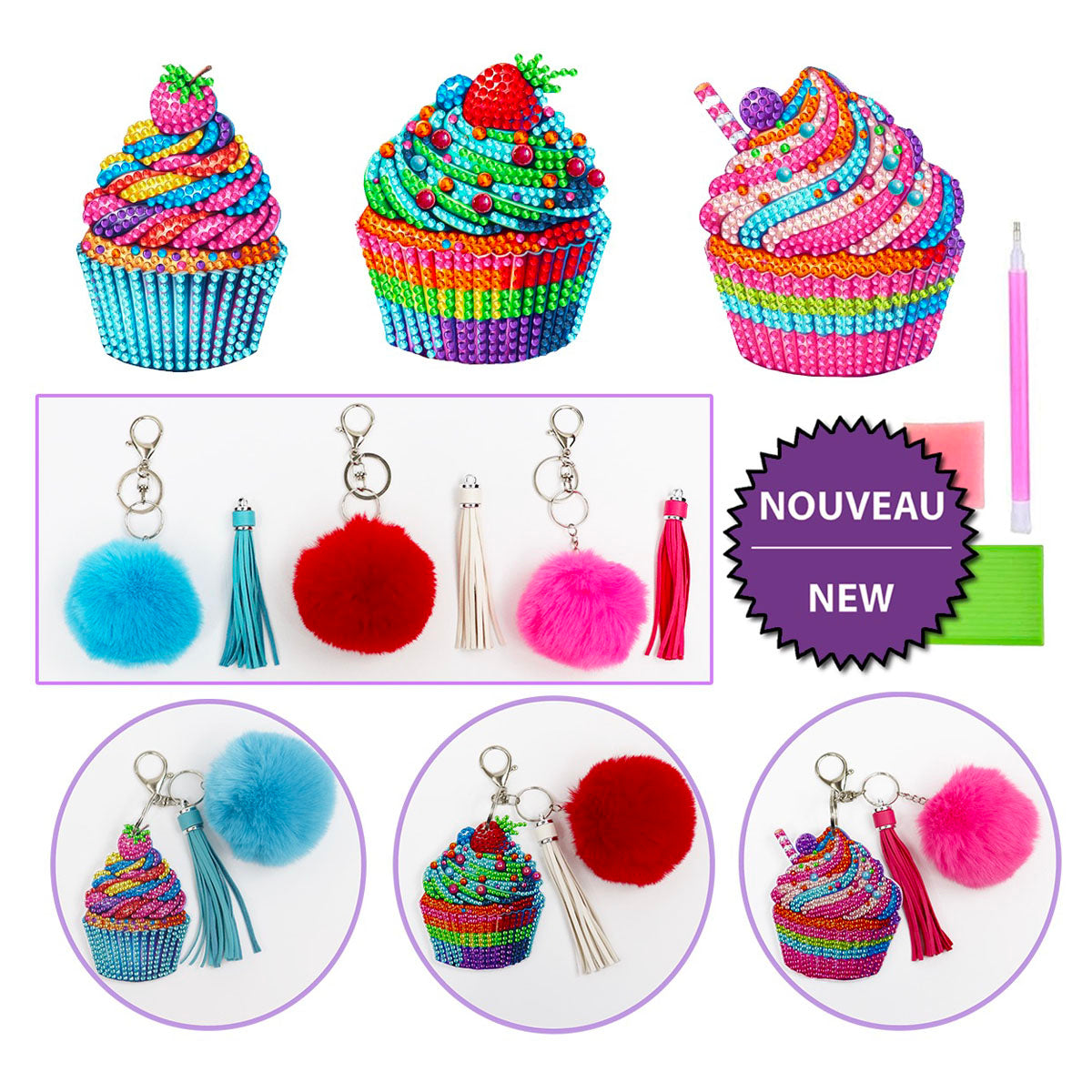 Kit de broderie décoration pour sacs - CUPCAKES