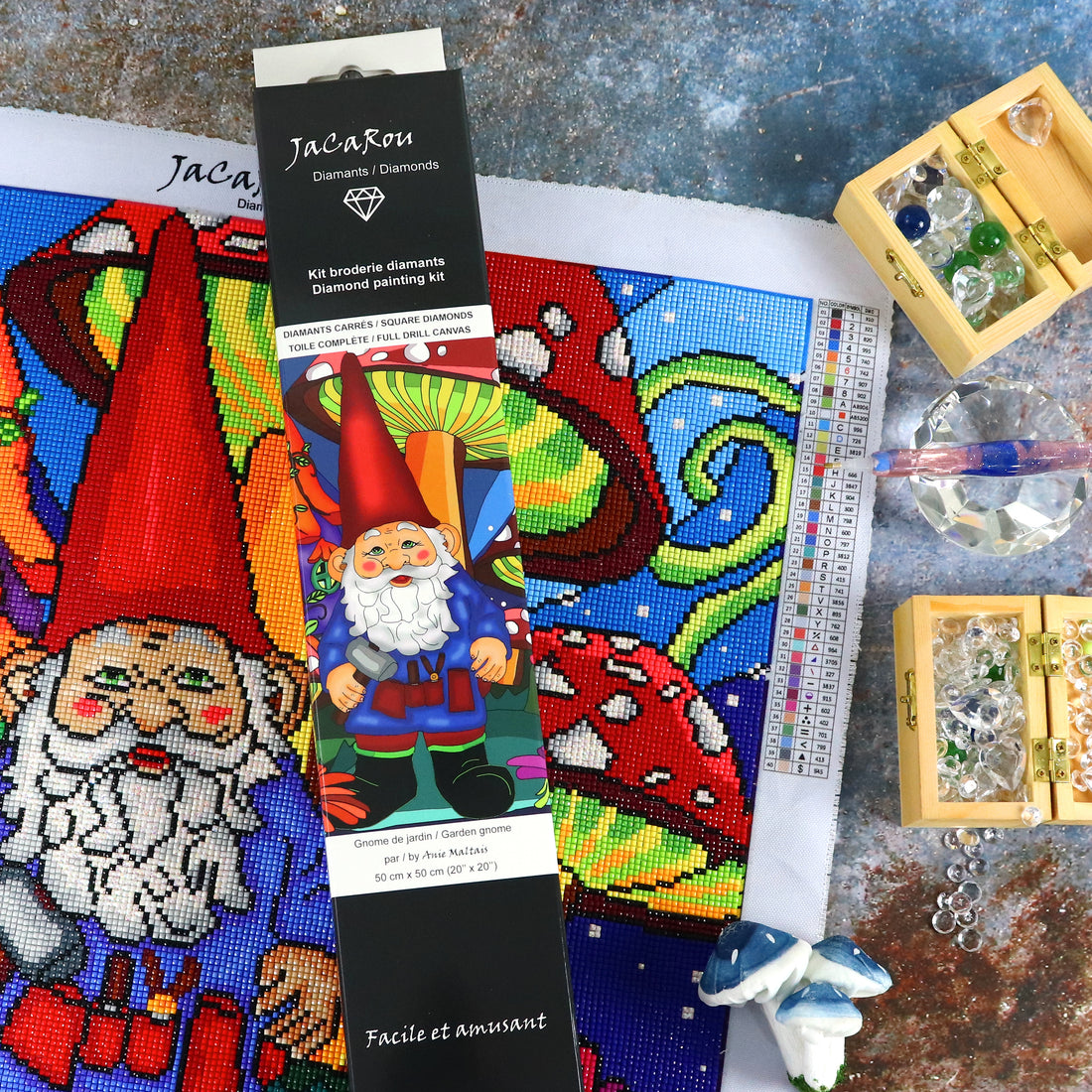 Broderie de diamant CARRÉS - GNOME DE JARDIN
