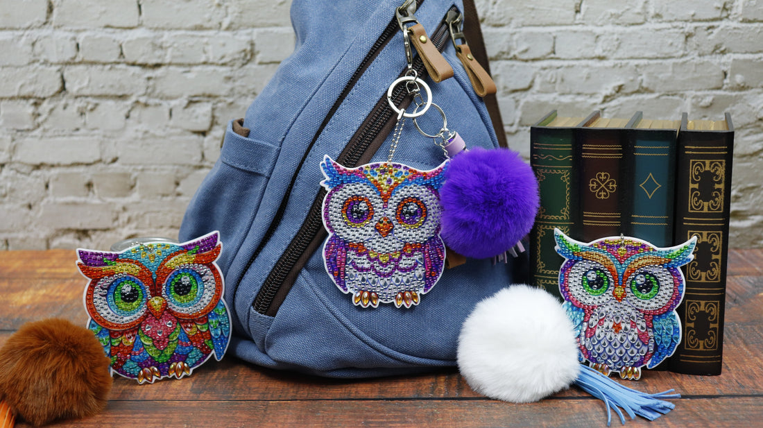 Decoration Painting kit for bags - COLORFUL OWLS