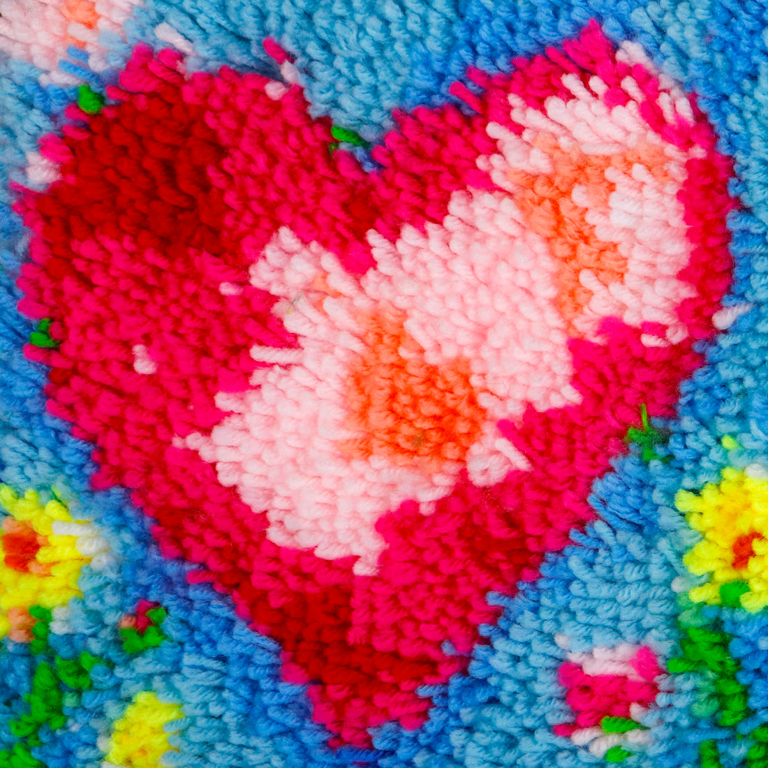 Points noués - Grand tapis - COEURS ET FLEURS