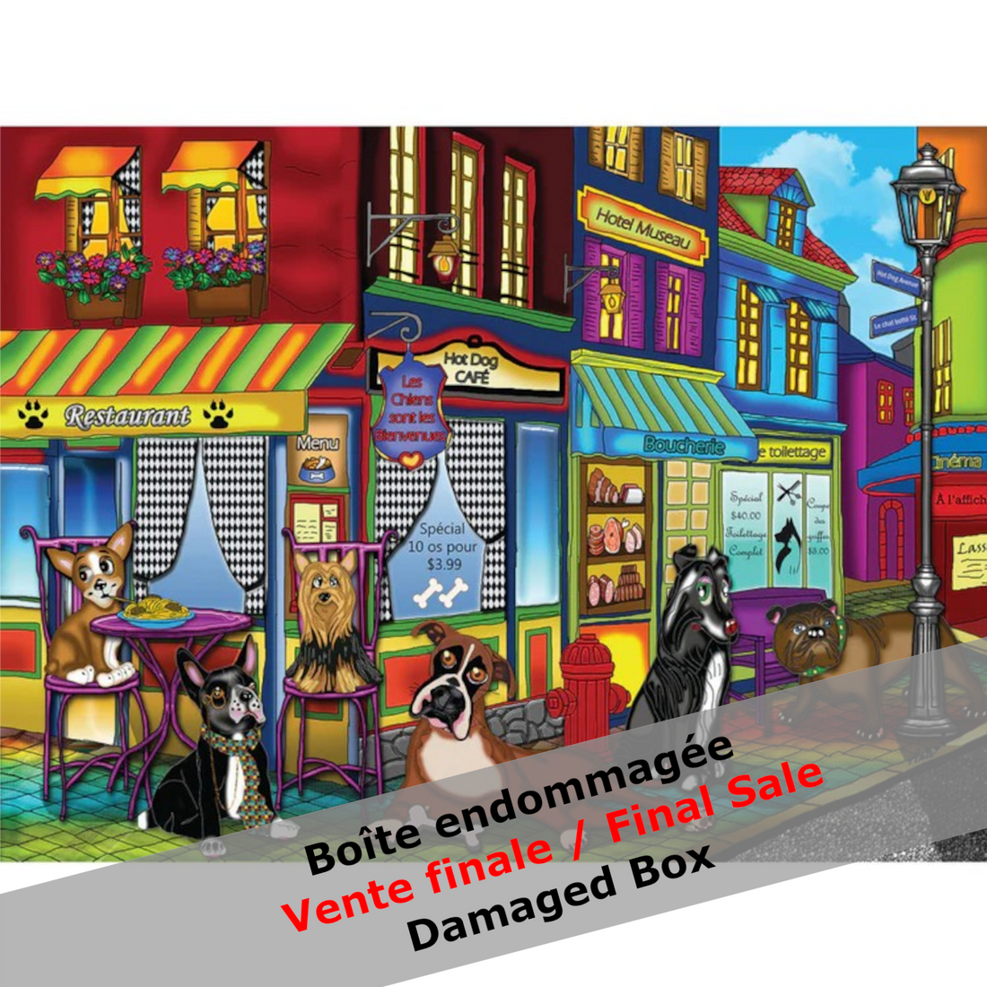 -30% DAMAGED BOX Puzzle 1000 pieces NEW DOGS ON THE BLOCK by ANIE MALTAIS