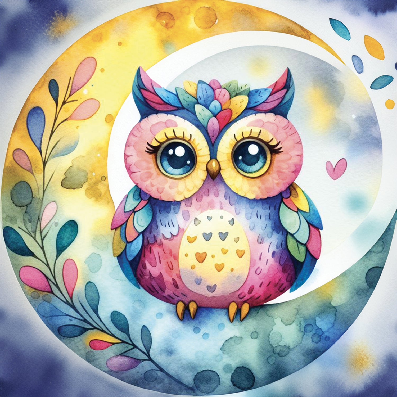 Broderie de diamants RONDS - OWL ON MOON