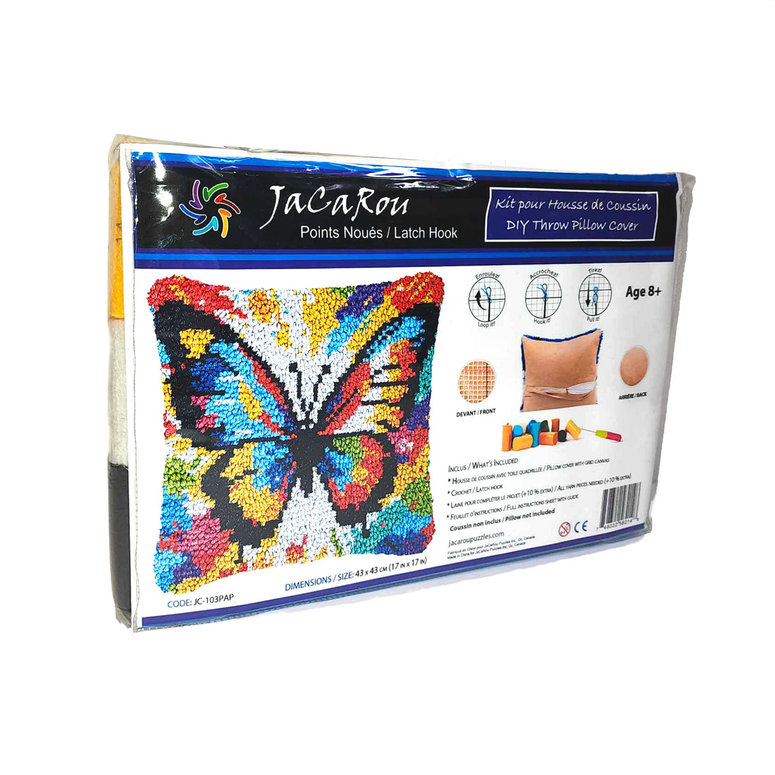 Latch Hook - Throw Pillow Cover Kit - BUTTERFLY