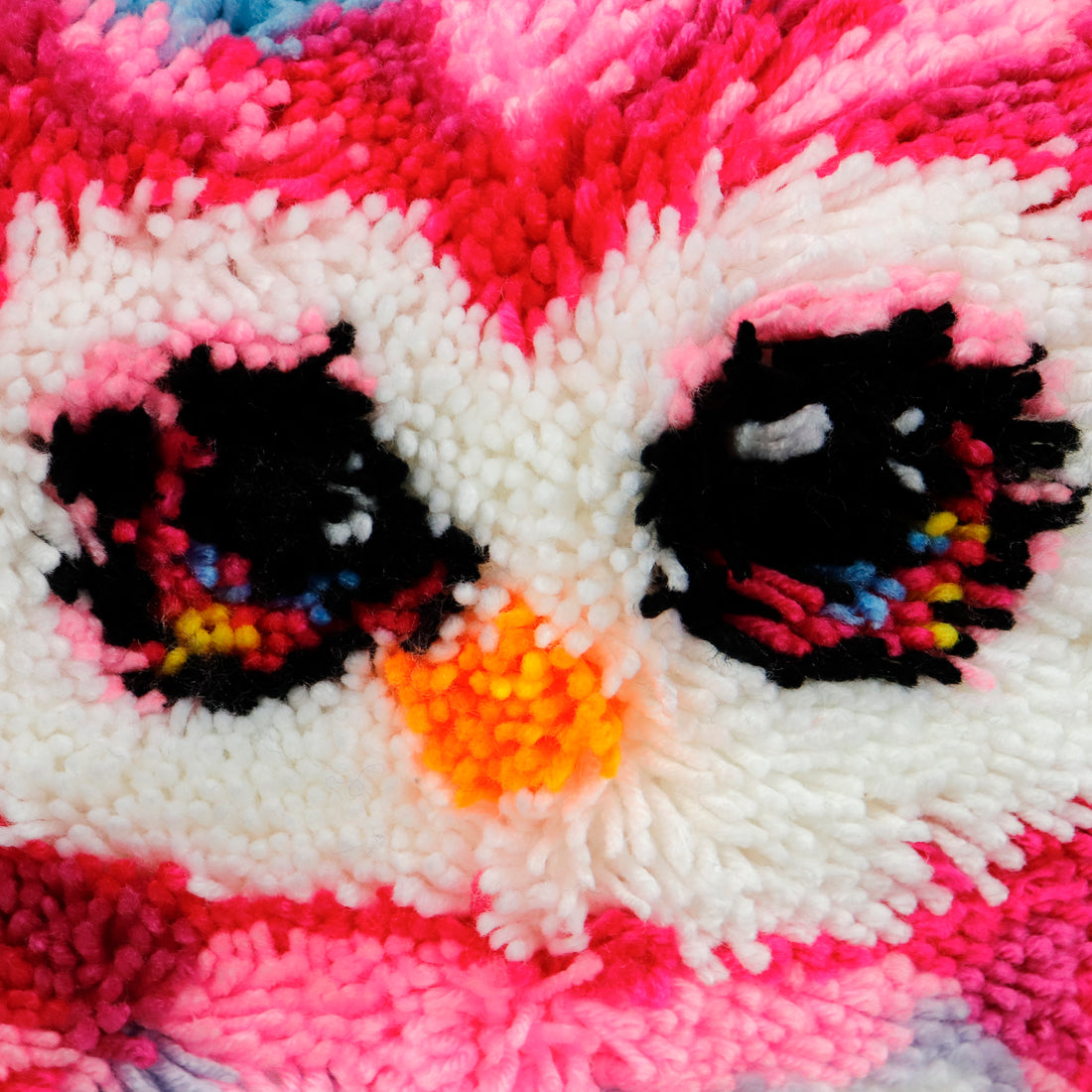 Points noués - Housse de coussin - HIBOU ROSE